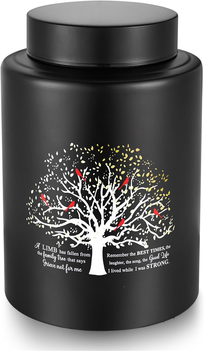 Medium Urns for Adult Human Ashes Decorative Urn for Woman Man Stainless Steel Keepsake Urns Cremation Keepsake for Ashes Big Urn for Human Ashes Life Tree