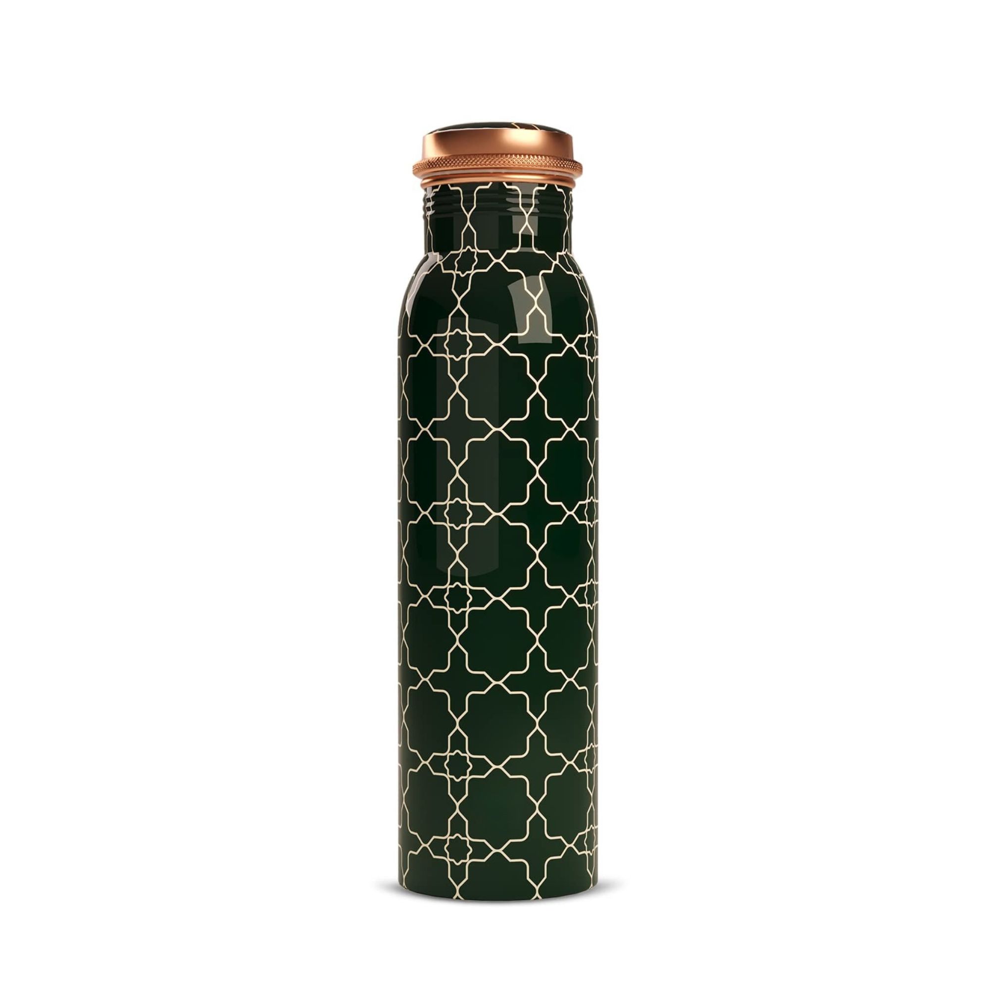 Pure Copper Water Bottle For Drinking with Arabic Green Printed Standard Design Gifts for Him and Her