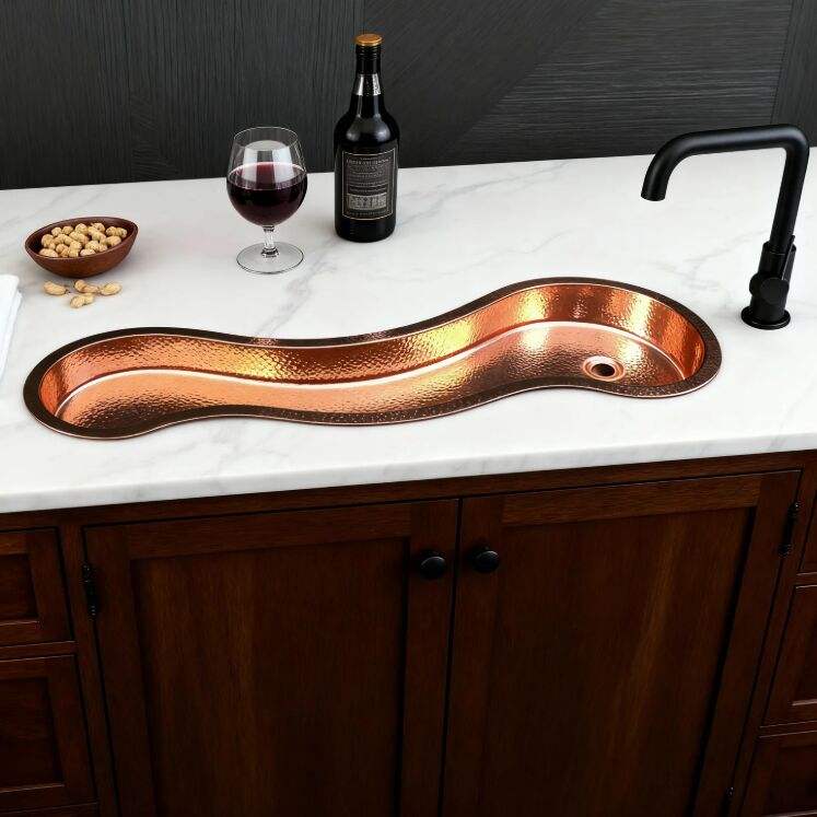 Handcrafted Copper Vessel Sink, Hammered Finish Bathroom Basin, Modern Designer Wash Sink