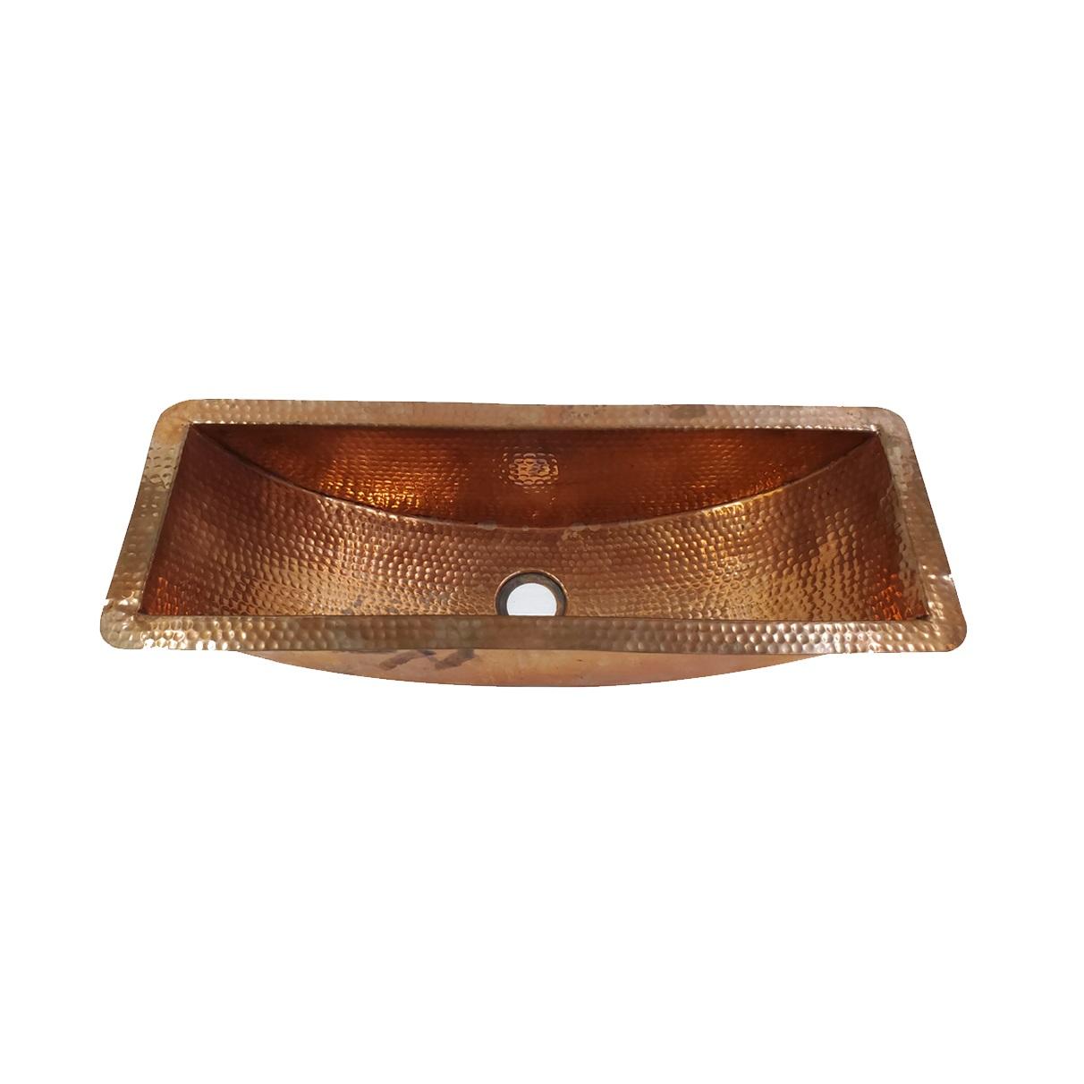 Handmade Hammered Copper Kitchen Sink, Rectangular Farmhouse Basin with Rustic Finish, Deep Single Bowl Undermount Sink for Modern Kitchen Use