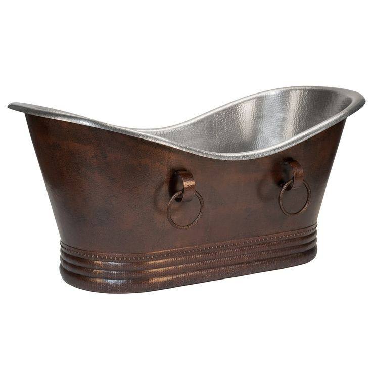 Handcrafted Copper Freestanding Bathtub – Vintage Rustic Soaking Tub for Luxury Bathroom Décor