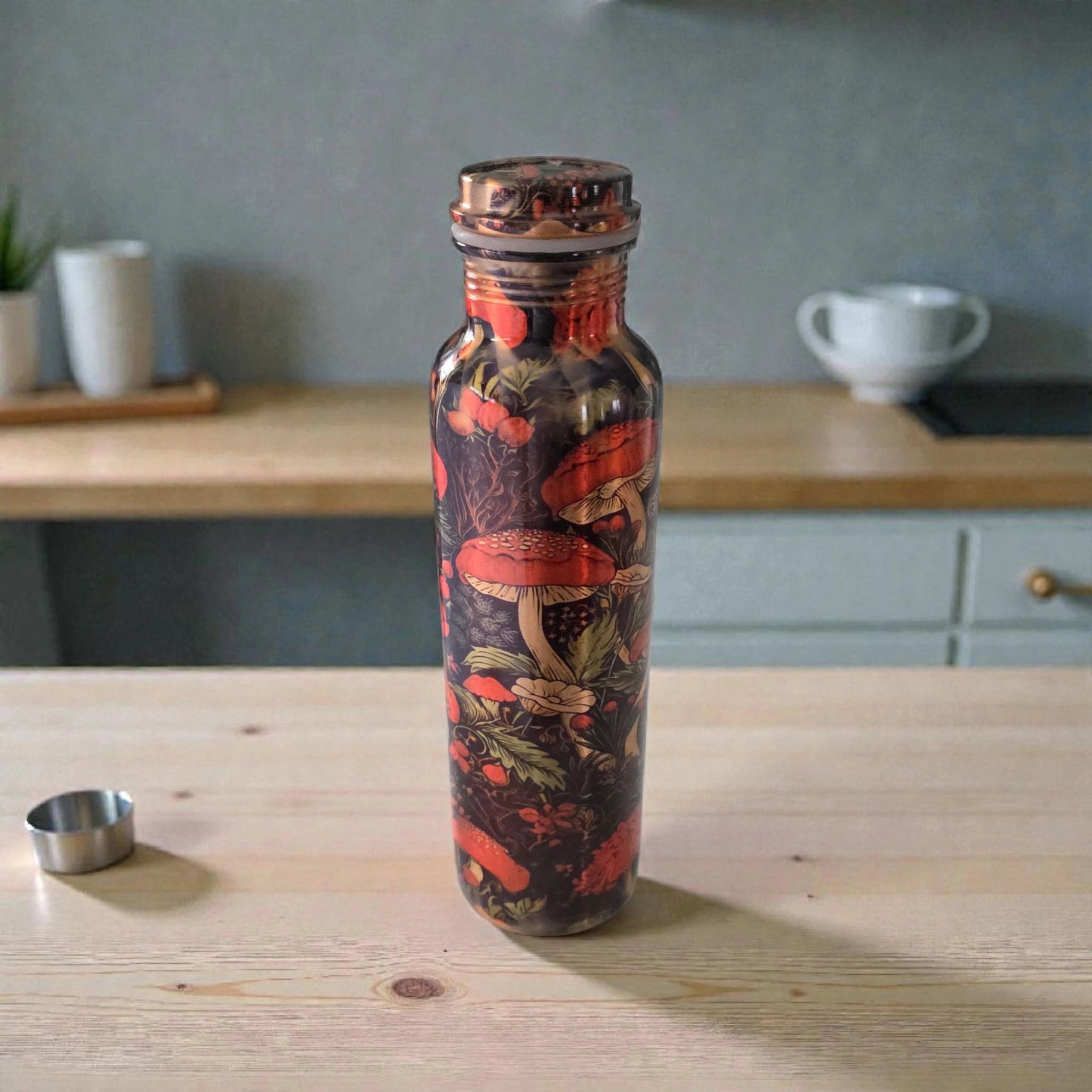Pure Copper Water Bottle 1 Liter – Handmade Ayurvedic Drinking Bottle, Eco-Friendly & Leak-Proof Design
