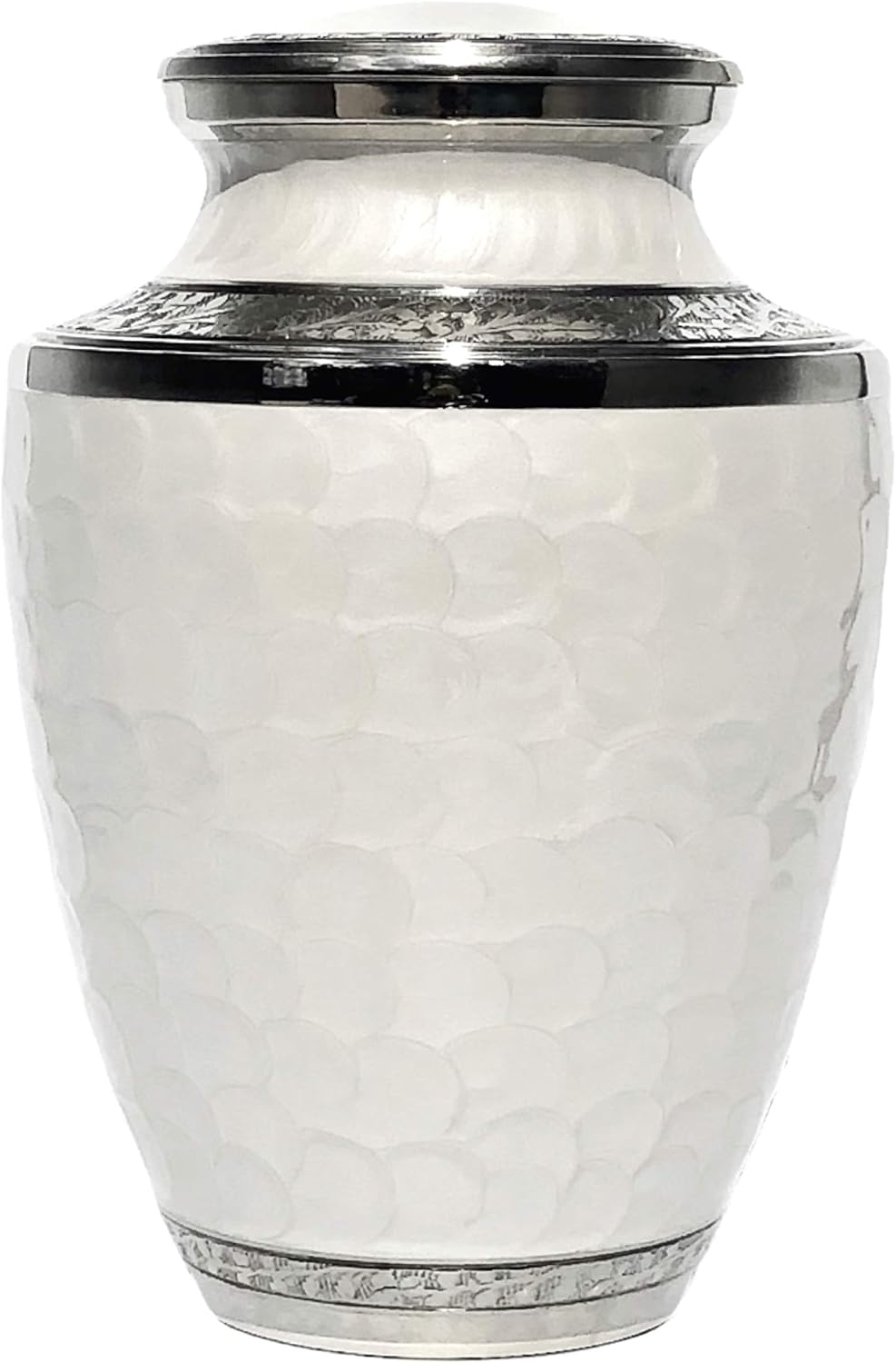 Cremation Urns for Human Ashes Adult Female & Male - Elegant Cremation Urns for Burial with Velvet Bag, Handcrafted Funeral Urns for Adult Ashes Men & Women - Silver Pearl, Large