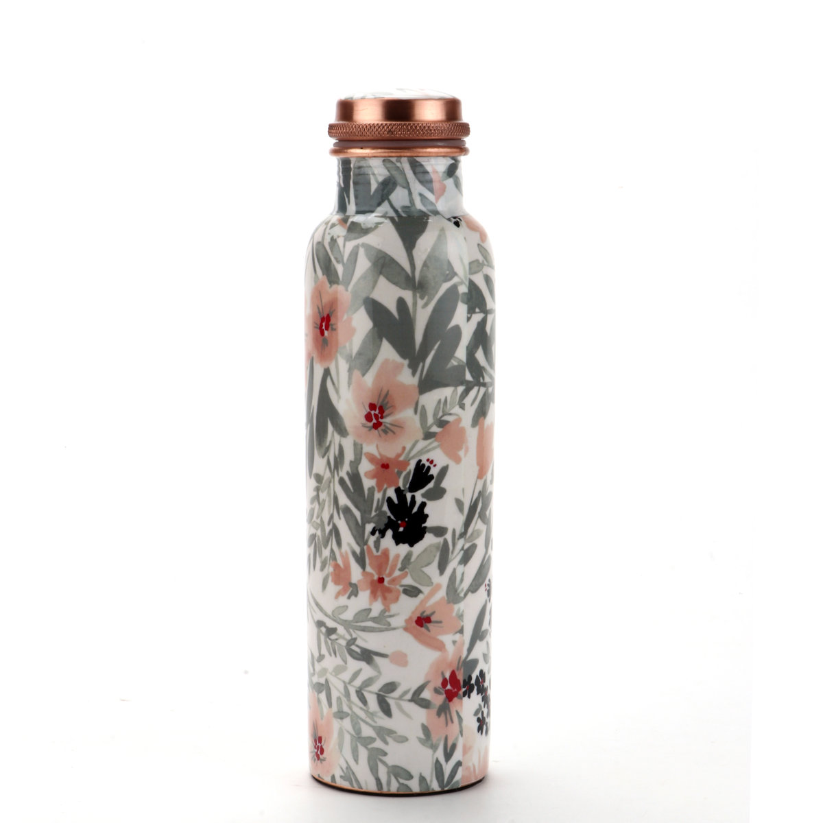 Handcrafted Copper Water Bottle 33.8oz Floral Print Leakproof