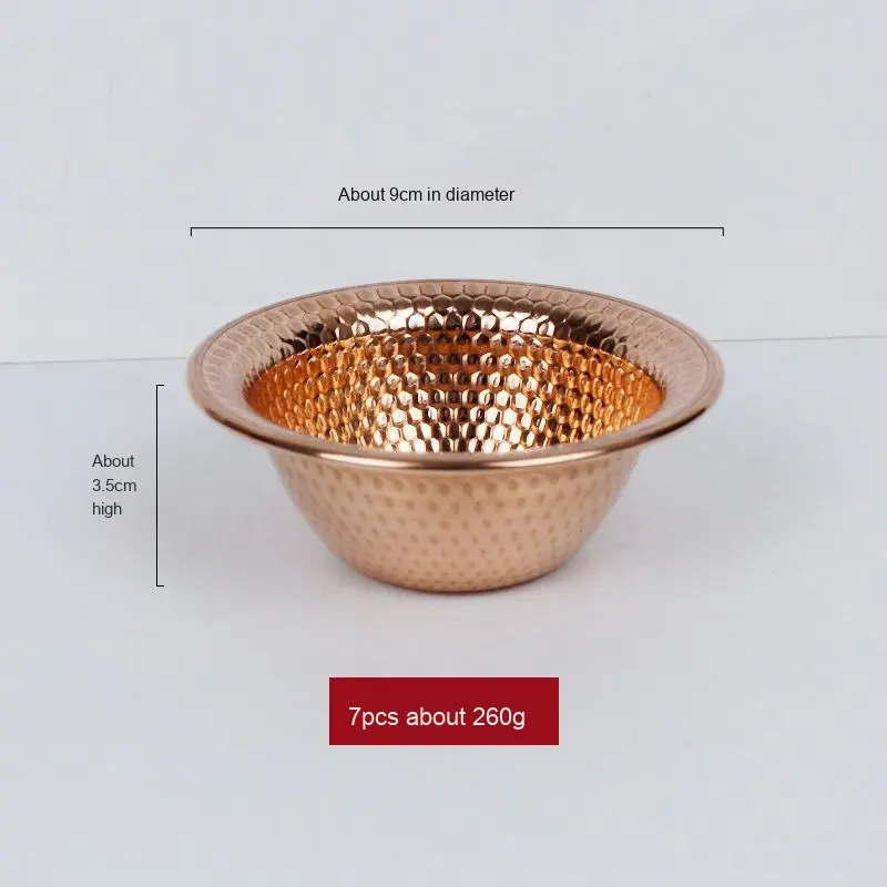 Hammered Copper Bowl Set, Handmade Decorative Serving Bowls, Rustic Round Metal Bowls for Dry Fruits Snacks and Kitchen Use, Set of 7