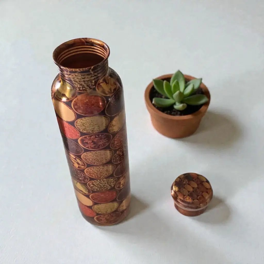 Pure Copper Water Bottle 1000ml (1 Liter) – Ayurvedic, Handmade & Eco-Friendly Drinking Bottle