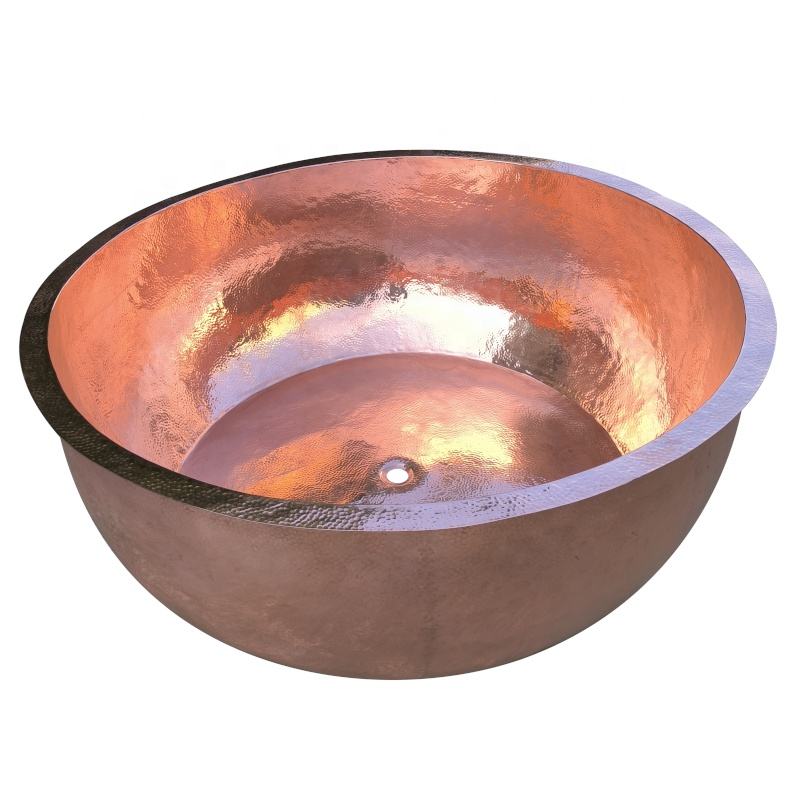 Hammered Copper Freestanding Bathtub – Luxury Vintage Soaking Tub for Rustic Bathroom Décor