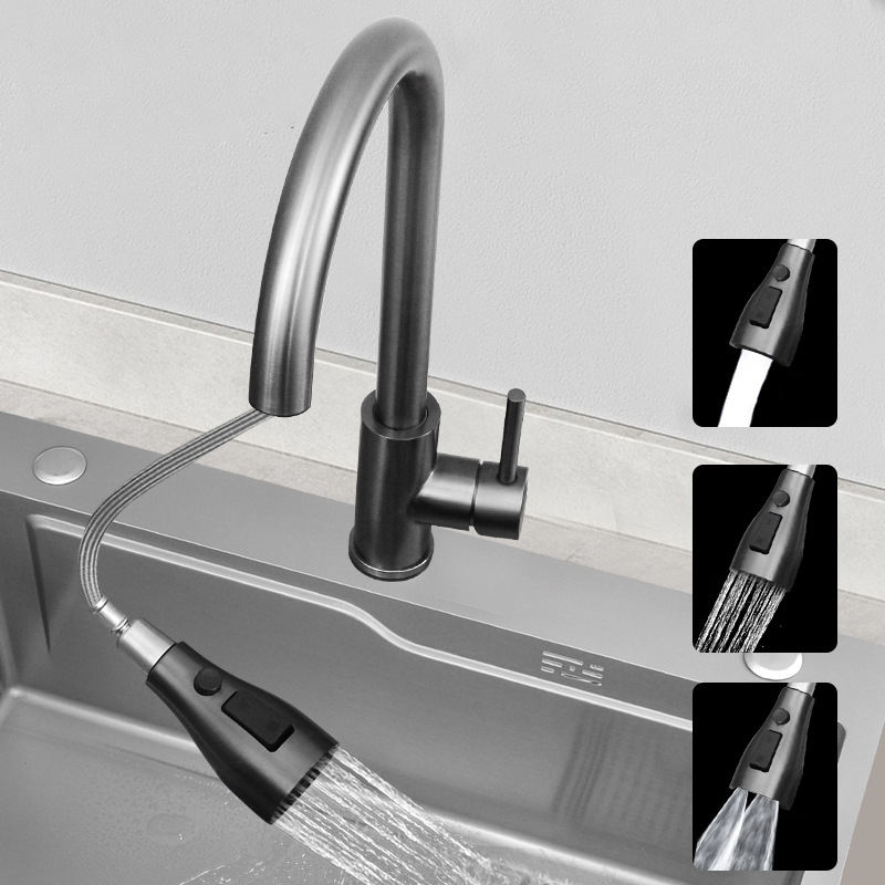 Premium Stainless Steel Single Bowl Kitchen Sink with Pull-Out Faucet – Modern Luxury Design
