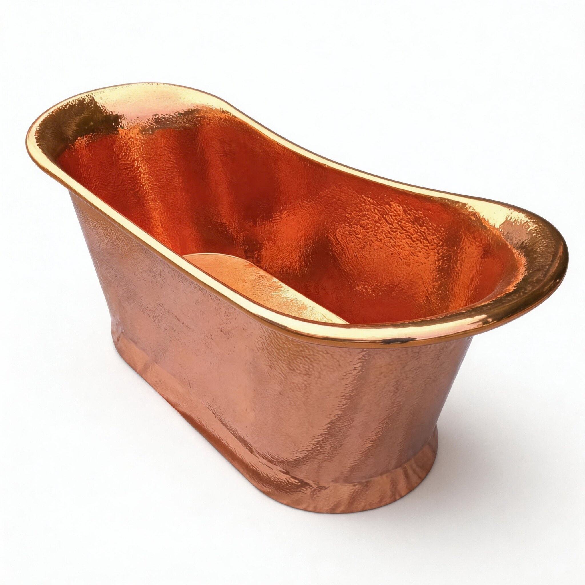 Solid Copper Freestanding Bathtub – Handcrafted Vintage Soaking Tub for Timeless Bathroom Luxury