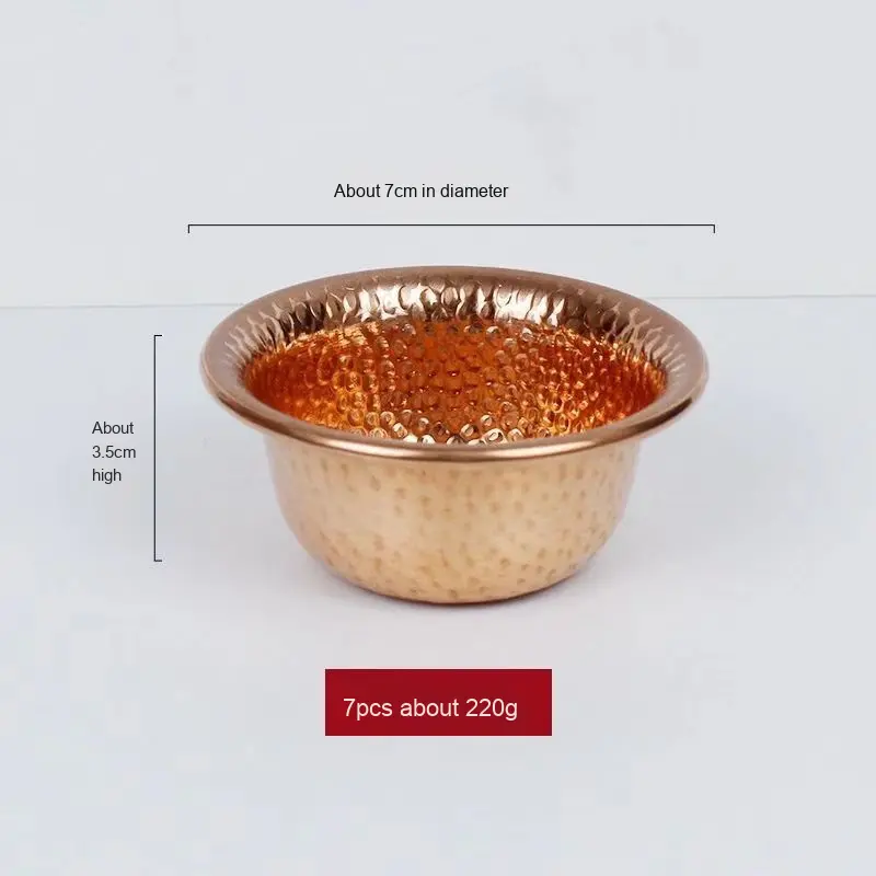 Hammered Copper Bowl Set, Handmade Decorative Serving Bowls, Rustic Round Metal Bowls for Dry Fruits Snacks and Kitchen Use, Set of 7