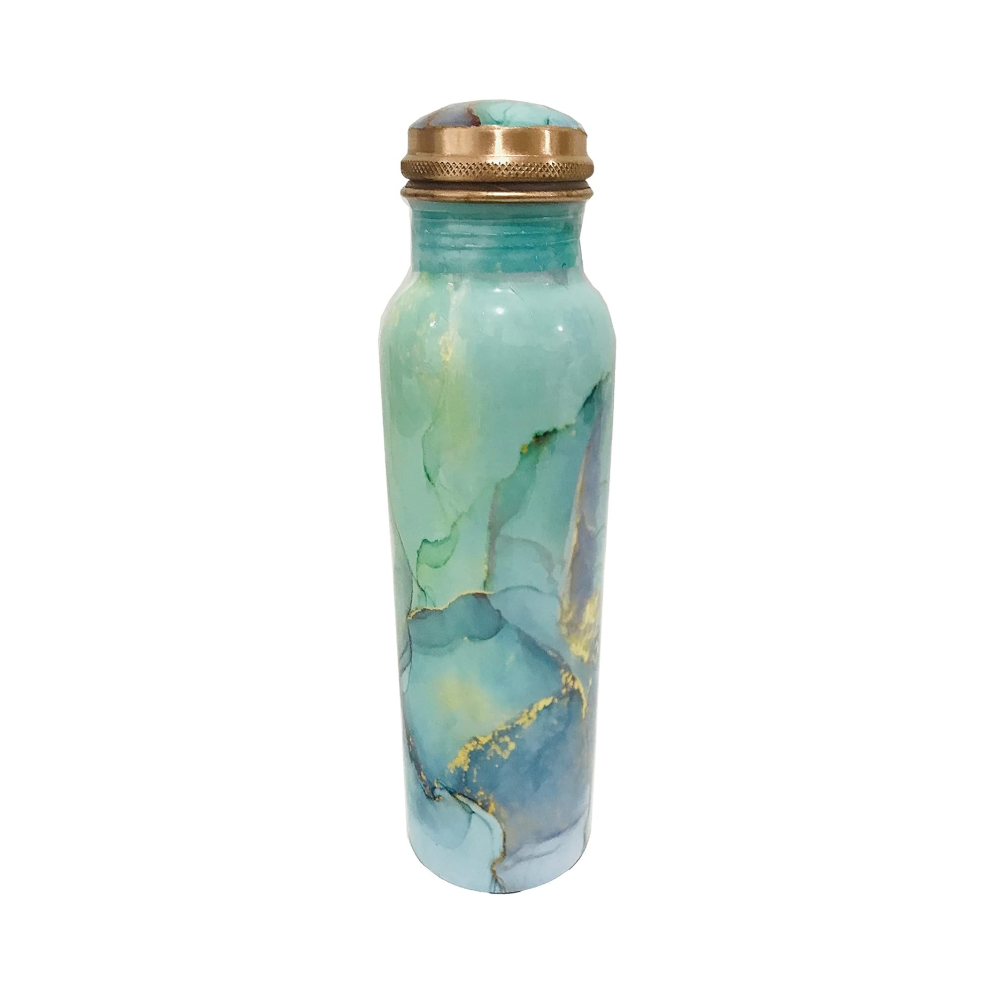 Green Copper Water Bottle 34 Oz (1000ml) – Leak-Proof Ayurvedic Health Vessel for Travel, Yoga, Fitness, and Daily Use | Ideal Gift for Christmas & Birthday