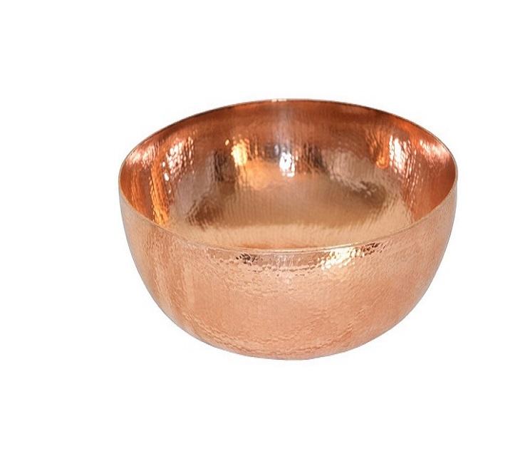 Handcrafted Copper Bathroom Sink, Hammered Finish Vessel Basin with Green Patina, Rustic Round Wash Bowl