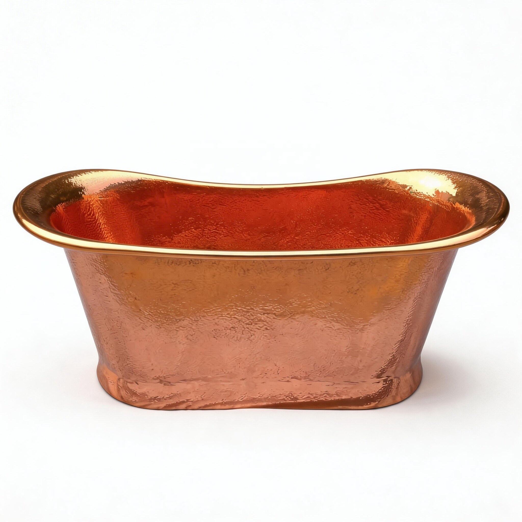 Solid Copper Freestanding Bathtub – Handcrafted Vintage Soaking Tub for Timeless Bathroom Luxury