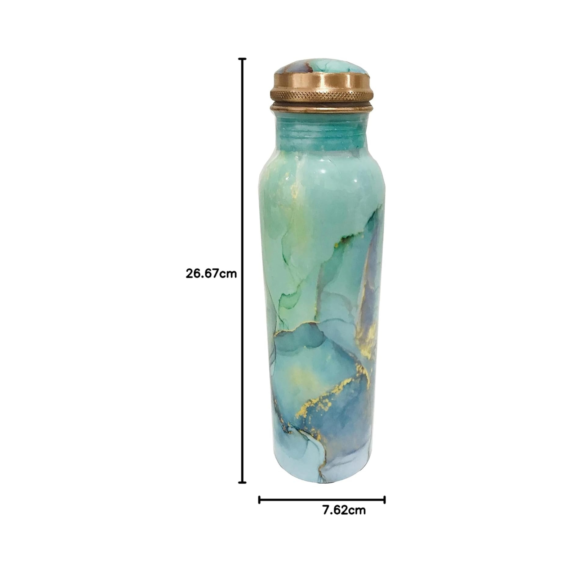 Green Copper Water Bottle 34 Oz (1000ml) – Leak-Proof Ayurvedic Health Vessel for Travel, Yoga, Fitness, and Daily Use | Ideal Gift for Christmas & Birthday