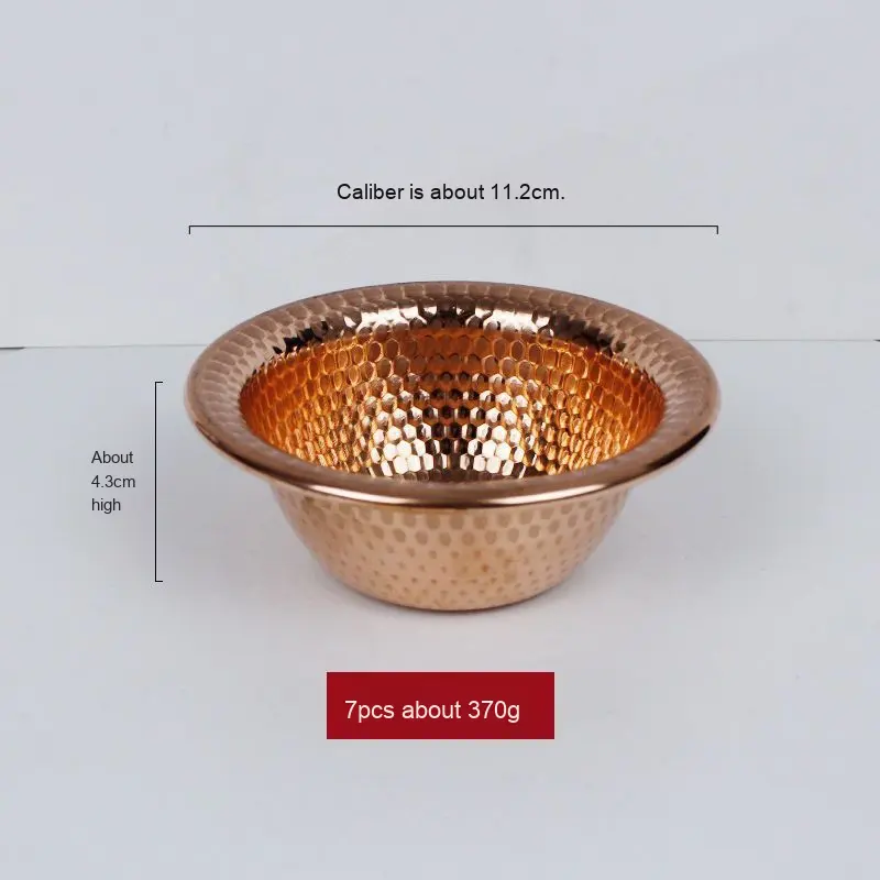Hammered Copper Bowl Set, Handmade Decorative Serving Bowls, Rustic Round Metal Bowls for Dry Fruits Snacks and Kitchen Use, Set of 7