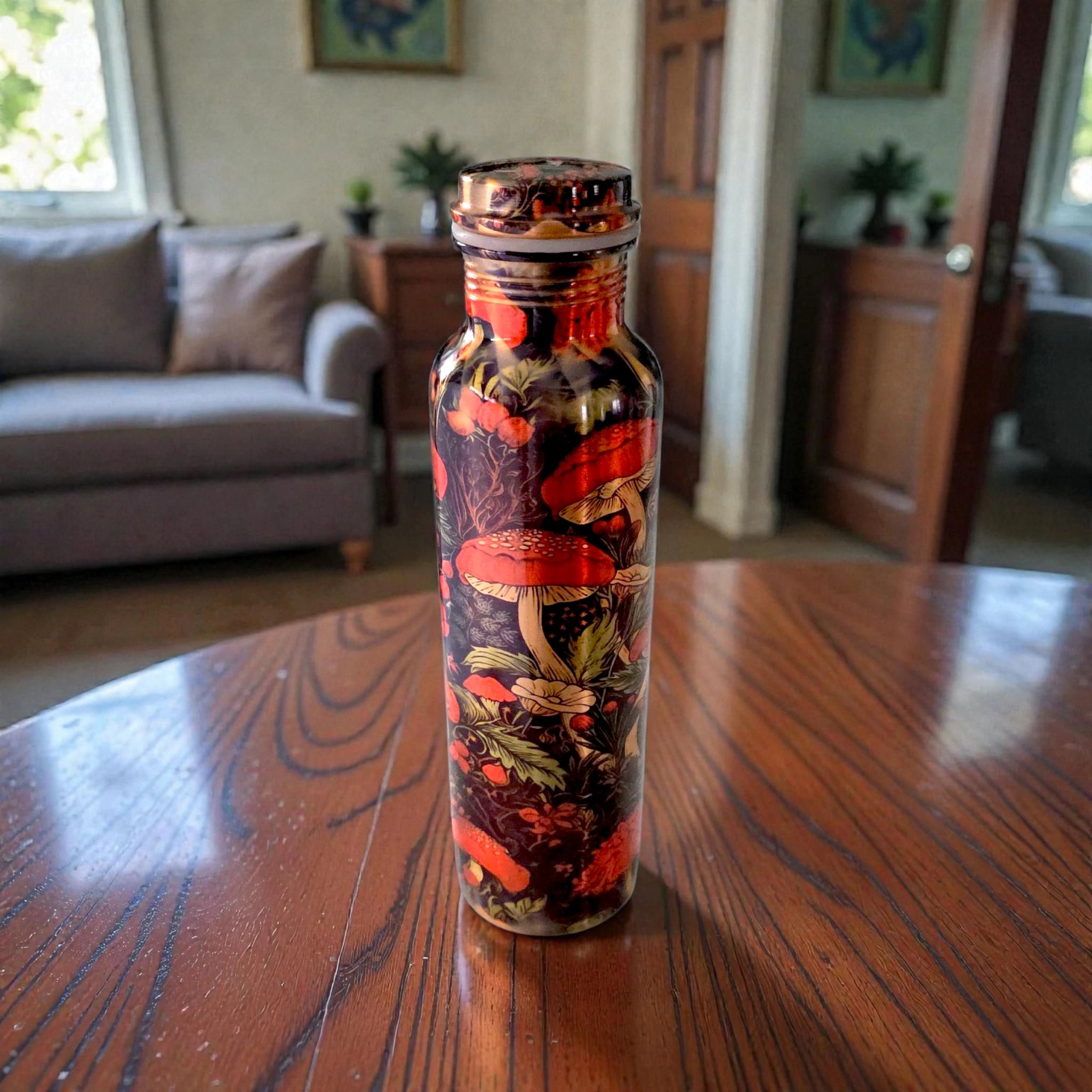 Pure Copper Water Bottle 1 Liter – Handmade Ayurvedic Drinking Bottle, Eco-Friendly & Leak-Proof Design
