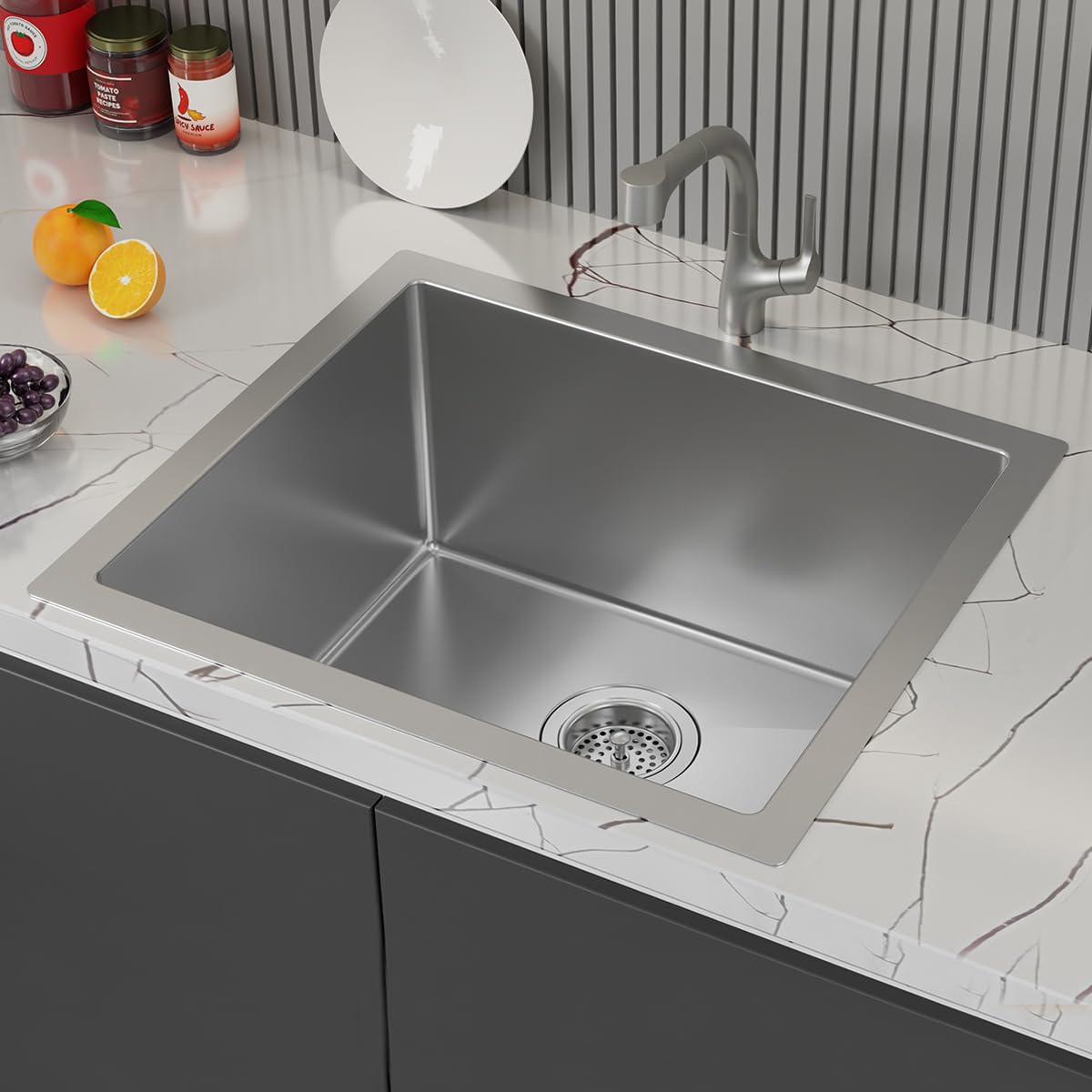 Kitchen Sink | 1.2 mm Thick Stainless Steel Single Bowl with SilentShield™ | 10" Deep, Round Corners for Easy Cleaning | 21x18x10 inches, Brushed Matte Steel
