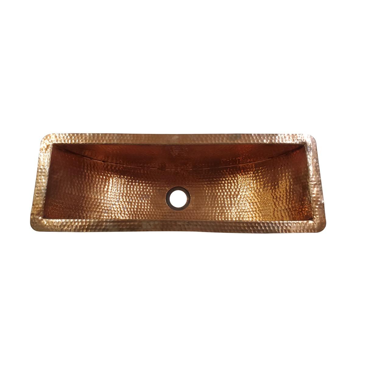 Handmade Hammered Copper Kitchen Sink, Rectangular Farmhouse Basin with Rustic Finish, Deep Single Bowl Undermount Sink for Modern Kitchen Use