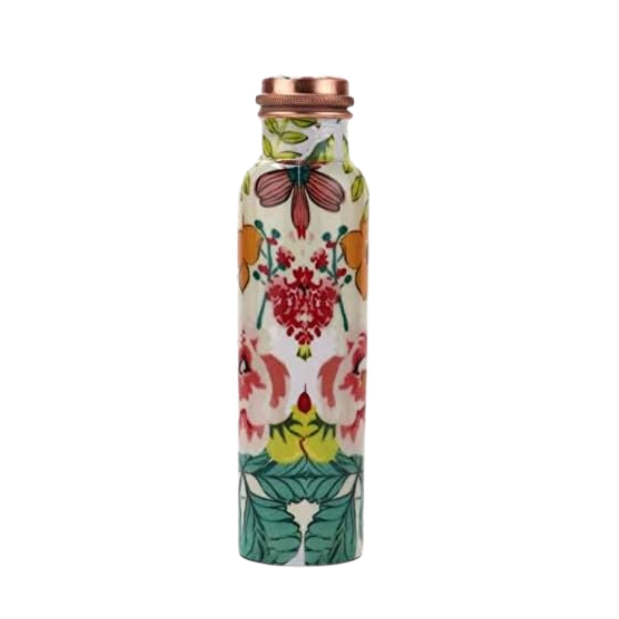Pure Copper Water Bottle 34 Oz Leak Proof 100% Pure - Ayurvedic Copper Vessel - Drink More Water And Enjoy The Health Benefits Immediately - For Gym, Yoga Bottle (Printed 2)