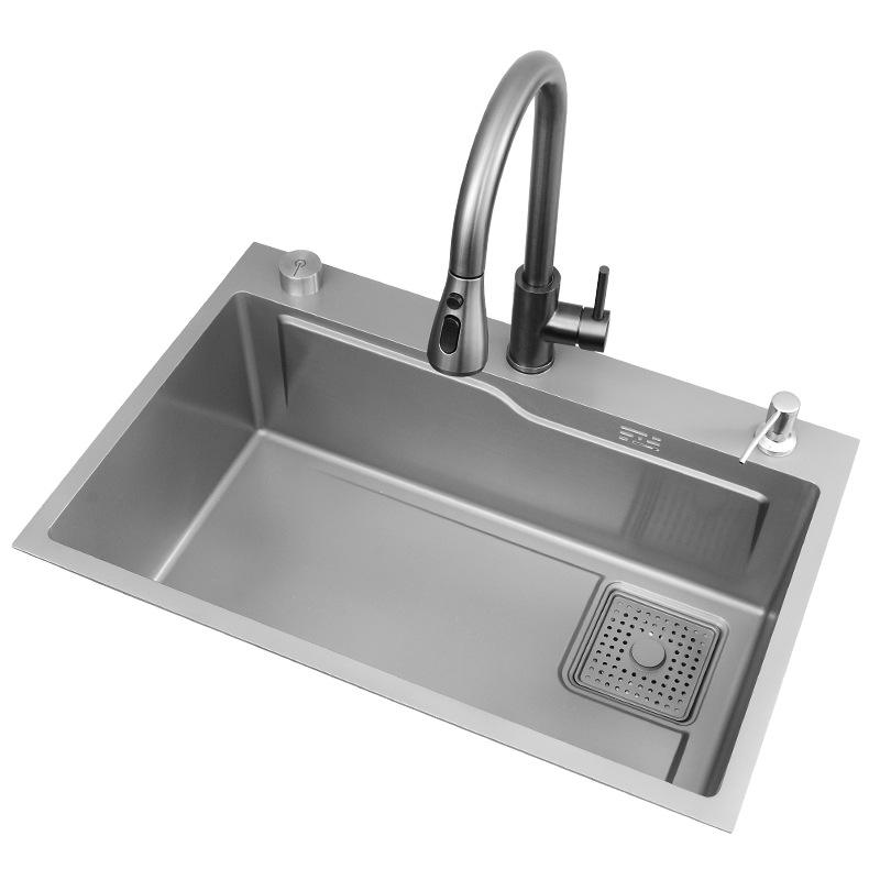 Premium Stainless Steel Single Bowl Kitchen Sink with Pull-Out Faucet – Modern Luxury Design