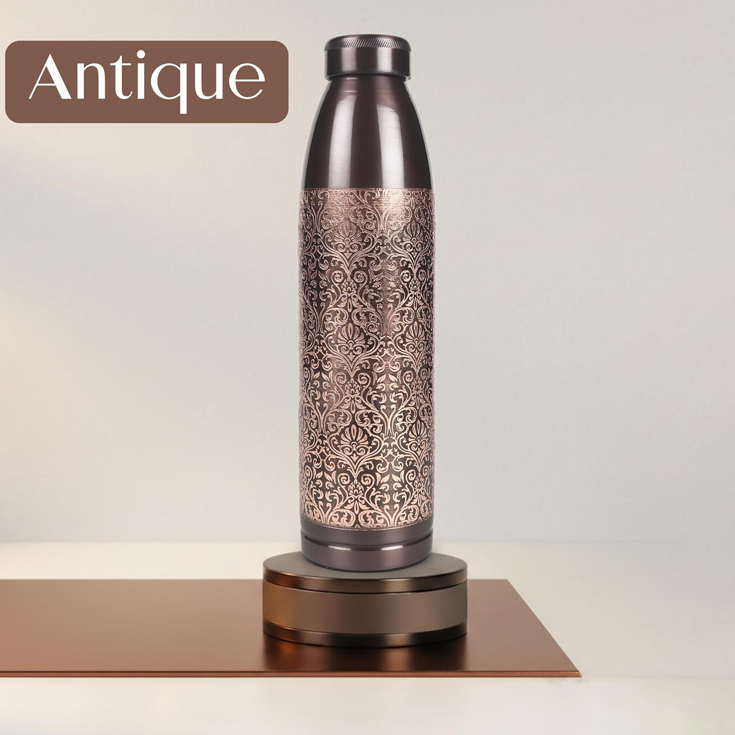 Pure Copper Water Bottle – Ayurvedic Health Benefits | Handcrafted Leak-Proof Copper Vessel for Fitness, Yoga, and Daily Use | Eco-Friendly with Certificate of Purity