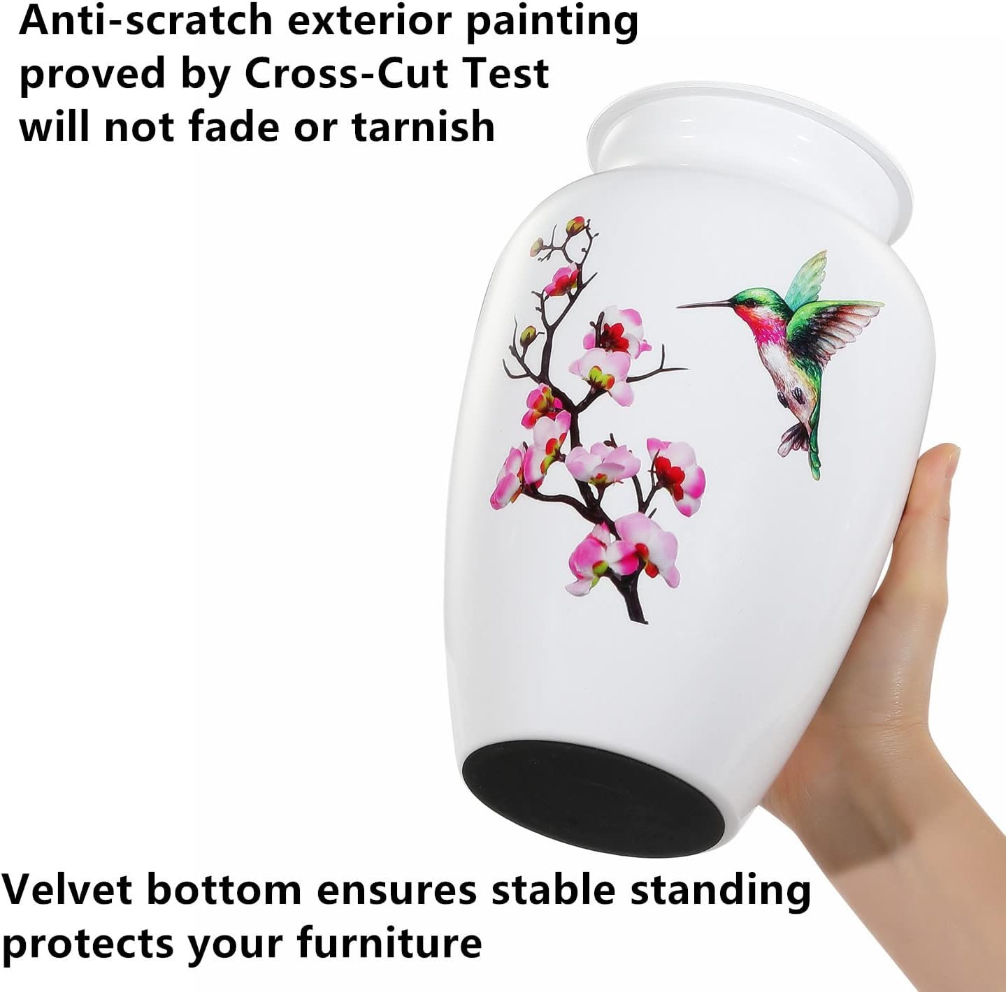 Hummingbird Cremation Urn for Adult Ashes - White Funeral Urn, Large Decorative With Velvet Bag, 200 Lbs Capacity, for Human Ashes Female and Male