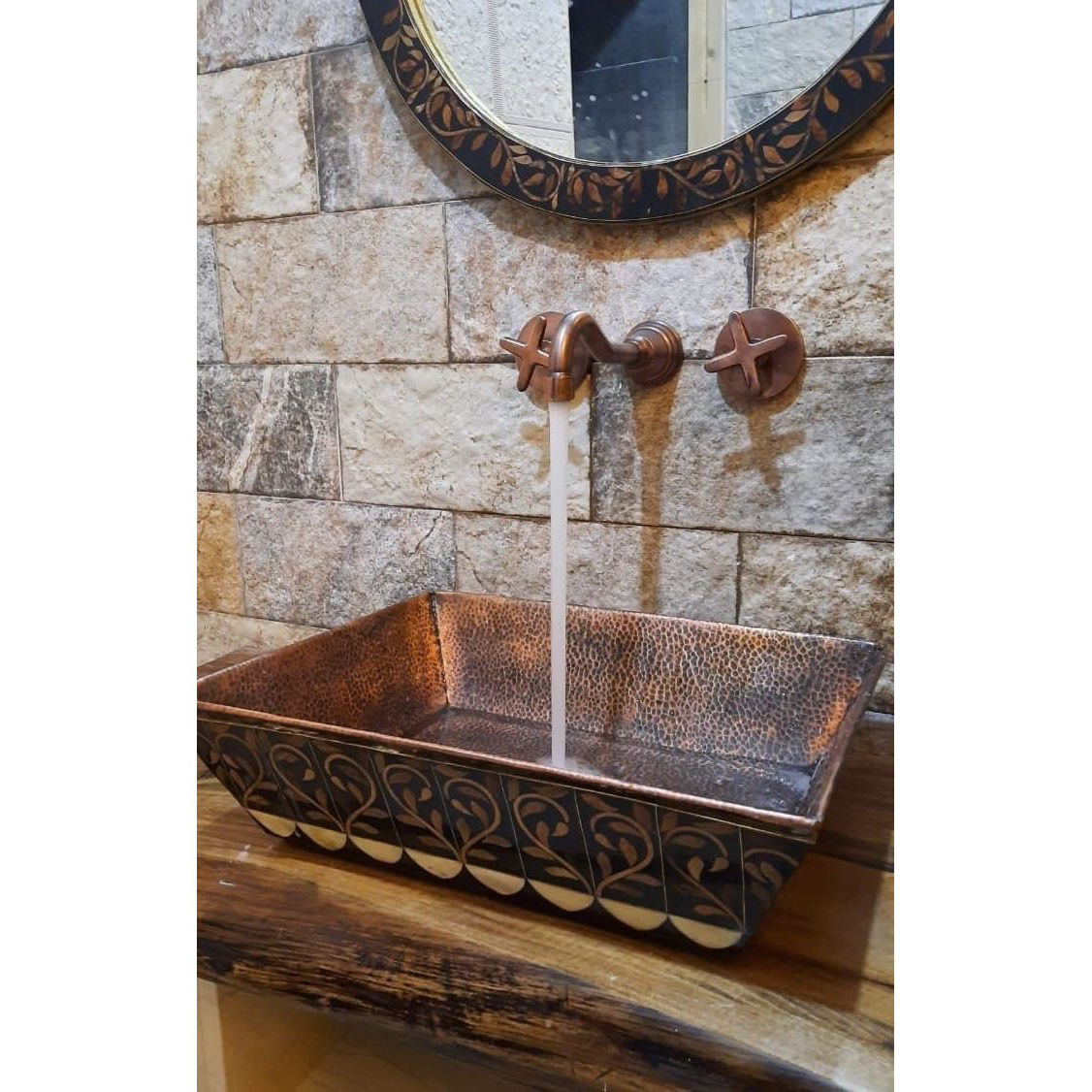 Luxury Handmade Copper Vessel Sink, Antique Green Patina Finish, Designer Round Wash Basin
