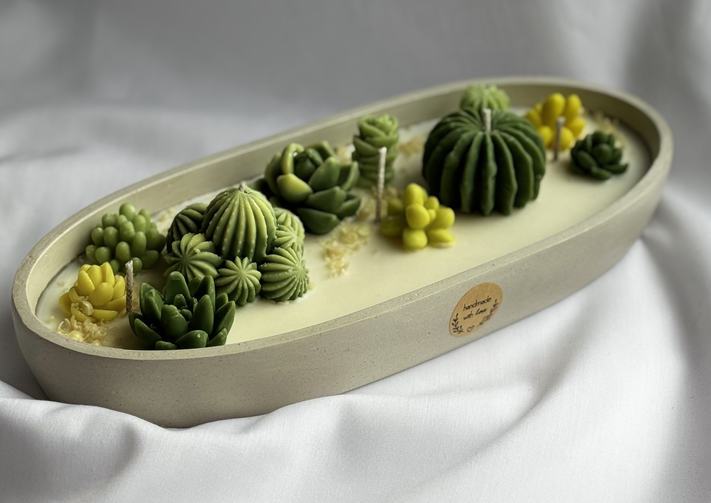 Žvakės su sukulentais