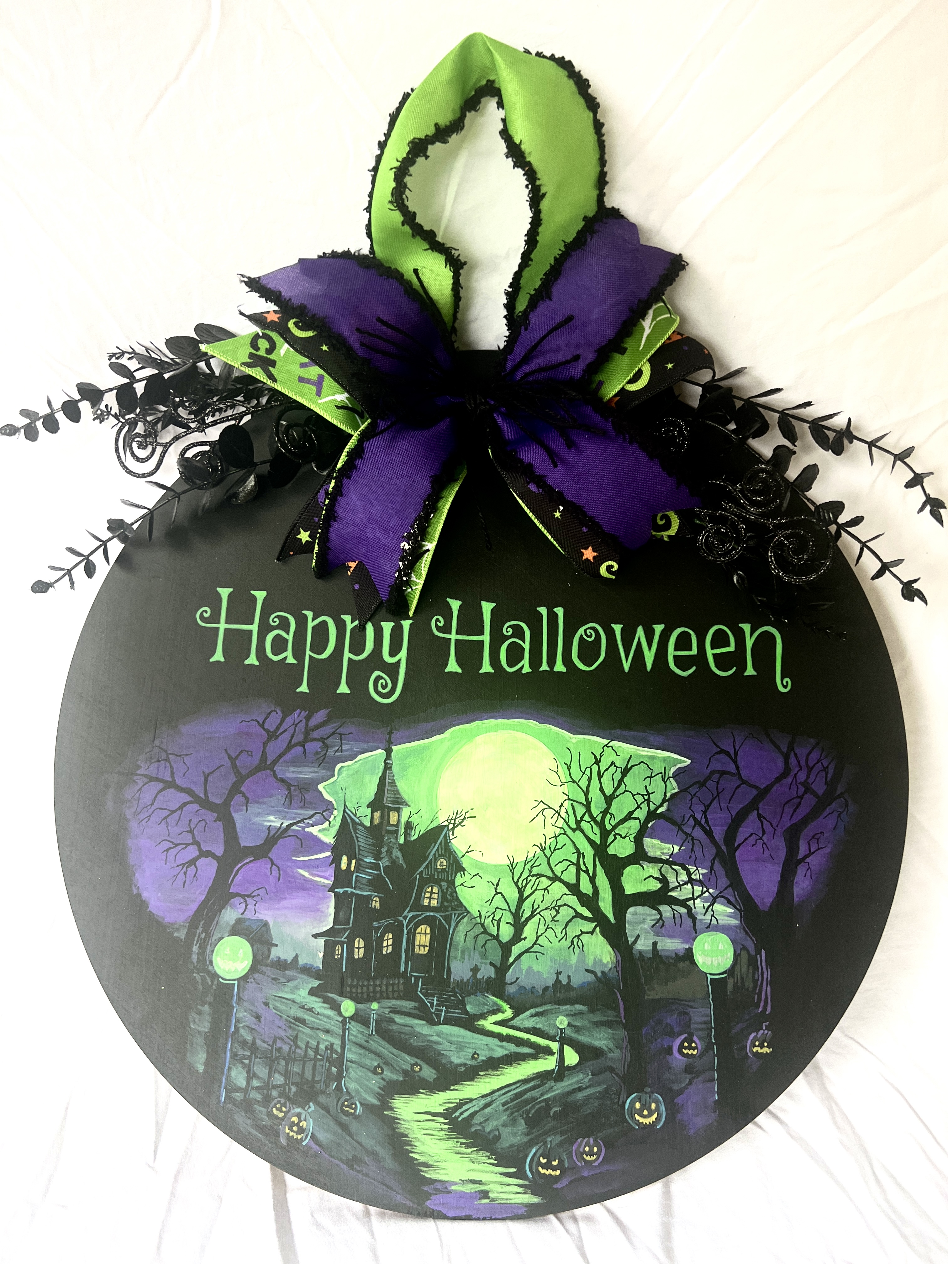 Halloween Door Sign Haunted Mansion Painting