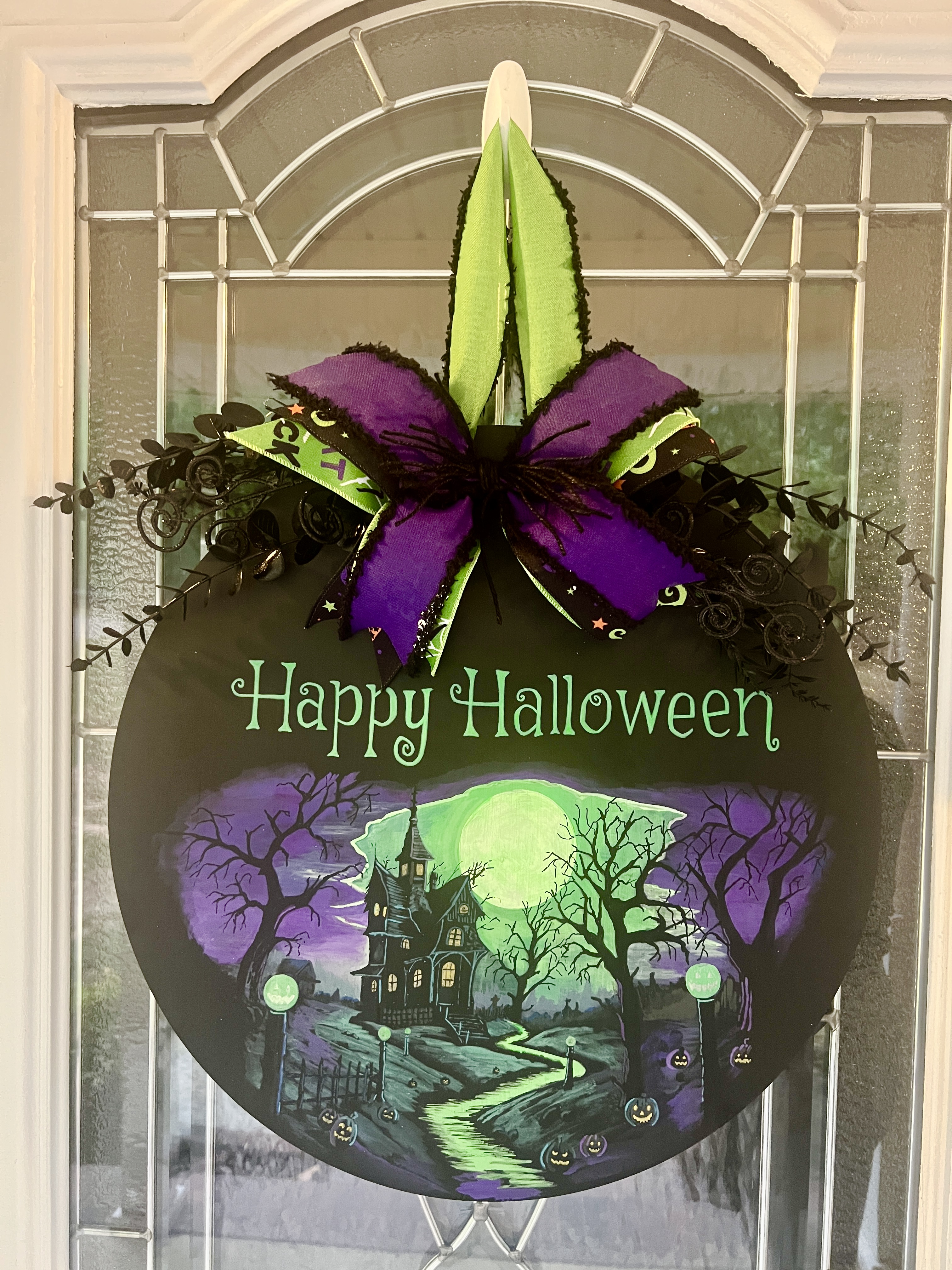 Halloween Door Sign Haunted Mansion Painting