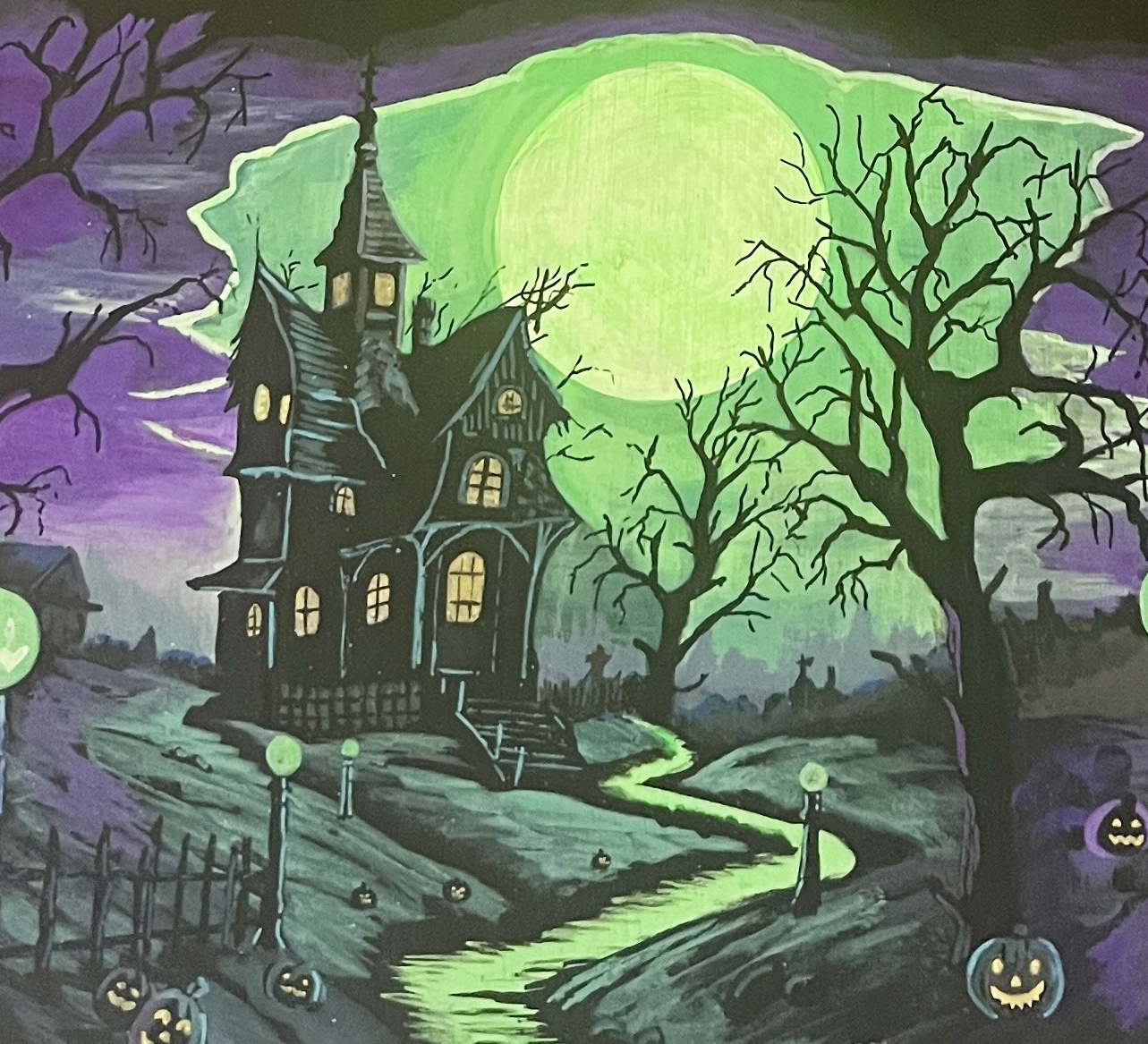 Halloween Door Sign Haunted Mansion Painting