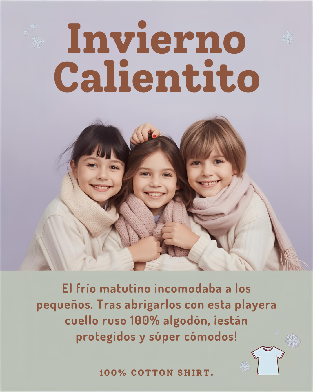 Playera Infantil Cuello Ruso 🧣❄️ 