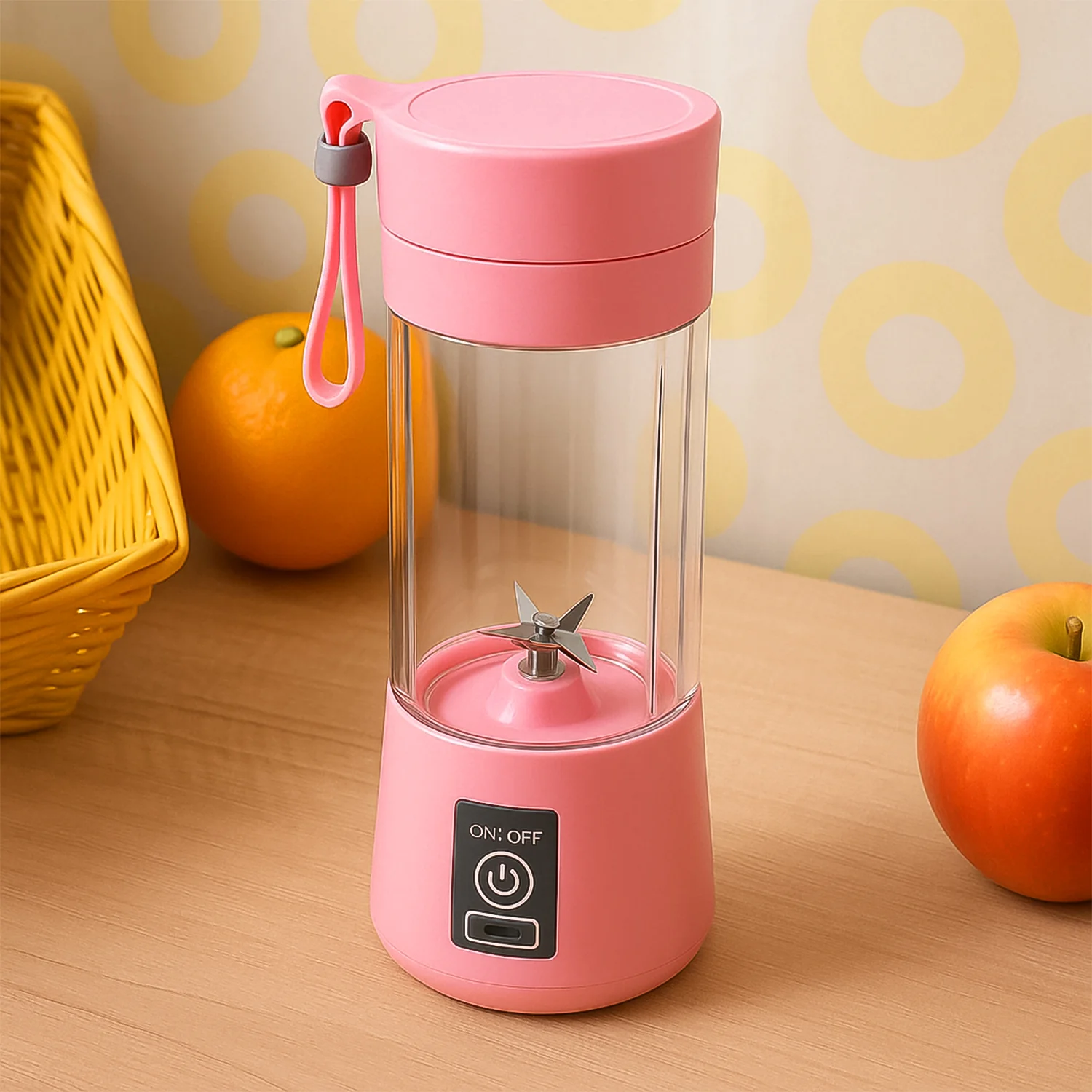USB Rechargeable Electric Juicer – 6-Blade Portable Blender Mixer Cup (380ml)