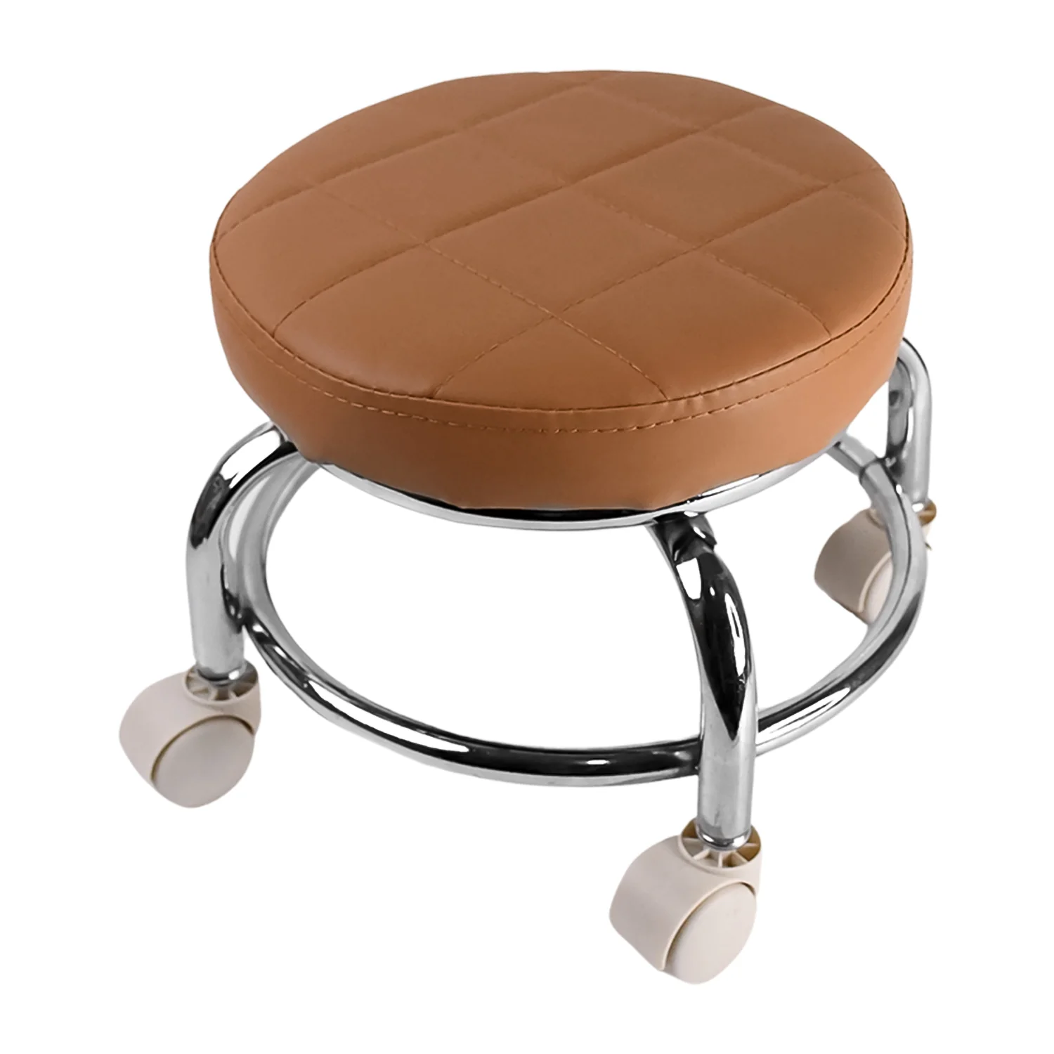 Heavy Duty Steel Base Round Rolling Stool with Wheels – Pedicure/Salon Stool (1 Pc)