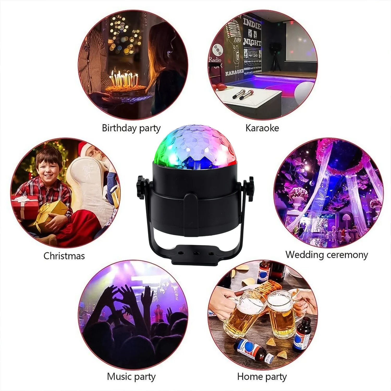 LED Party Disco Ball Light – Portable DJ Stage Lamp for Holiday, Birthday & Events
