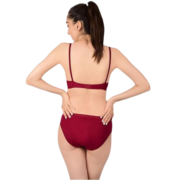 Women's Maroon Cotton Bra and Panty Set