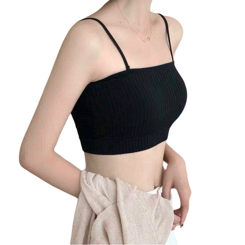 Women's black ribbed crop top