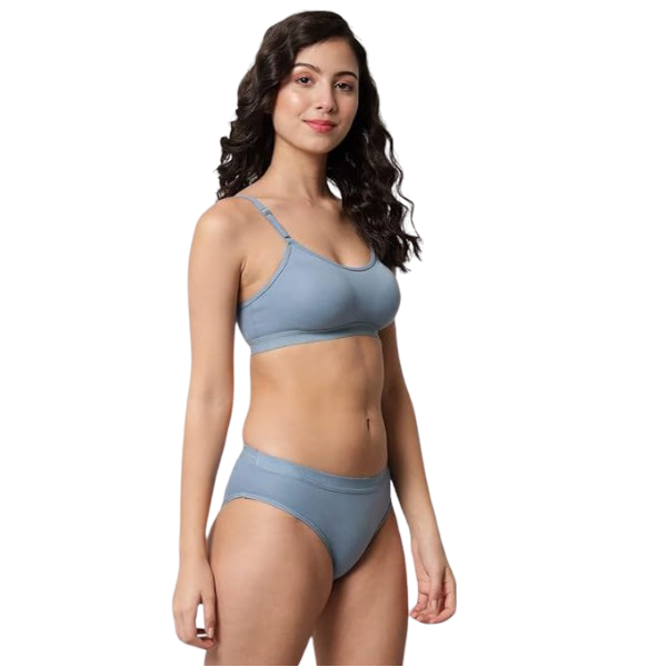 Women's Blue Cotton Underwear Set