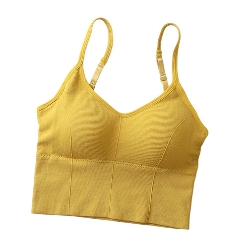 Yellow Ribbed Crop Top