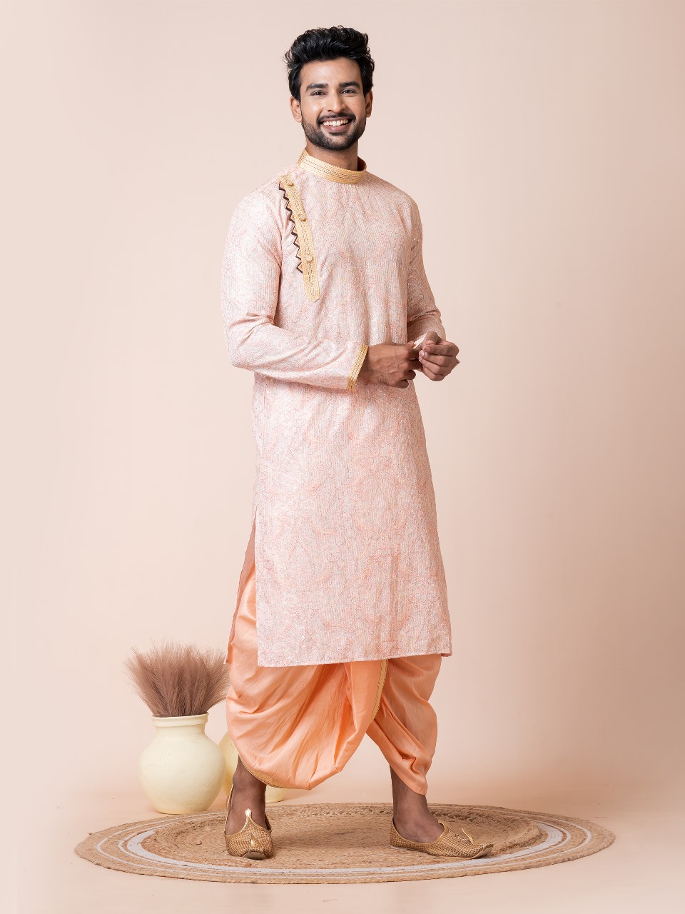 Men's Traditional Peach Kurta Set