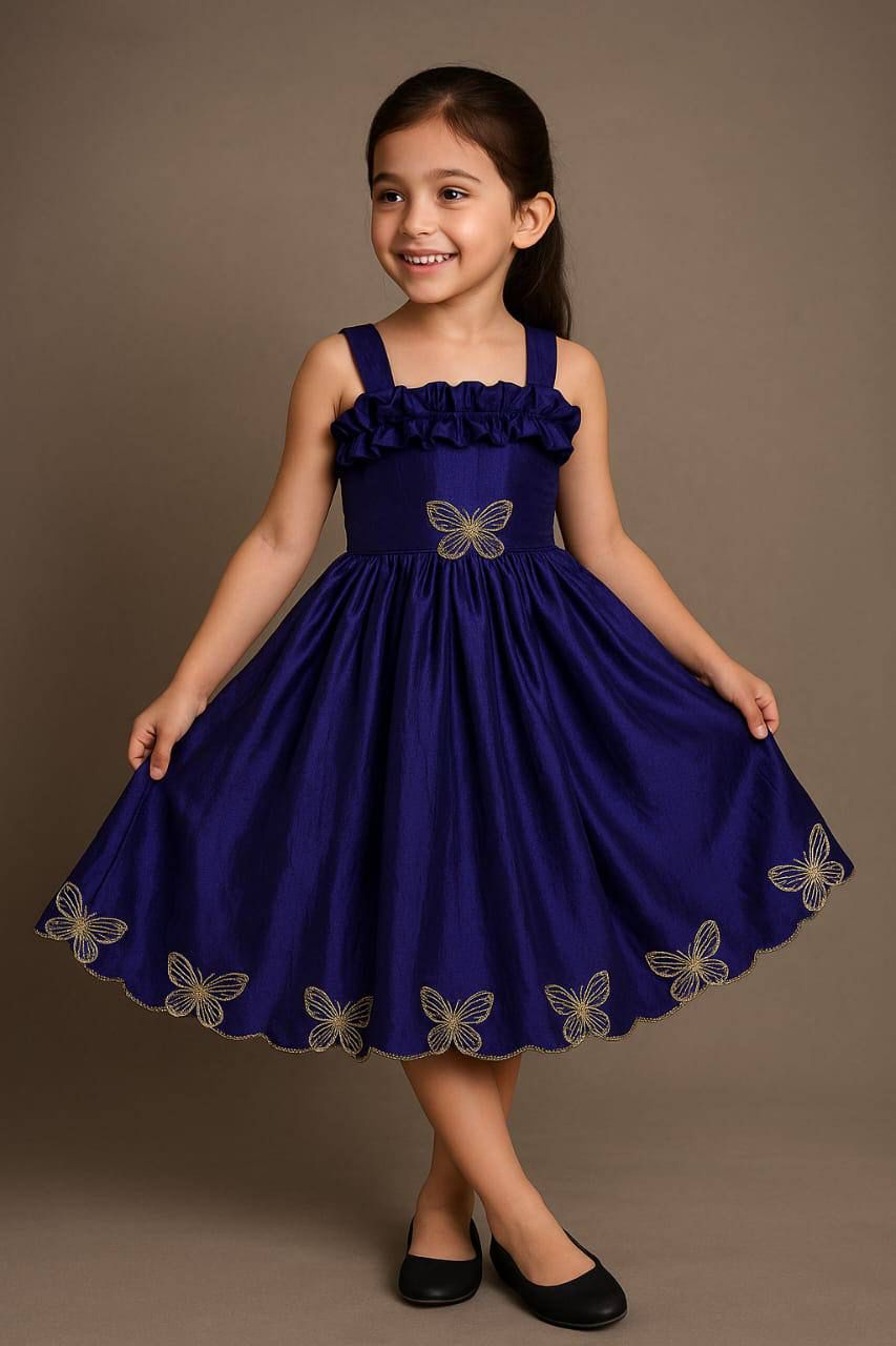 Purple Butterfly Embroidered Dress