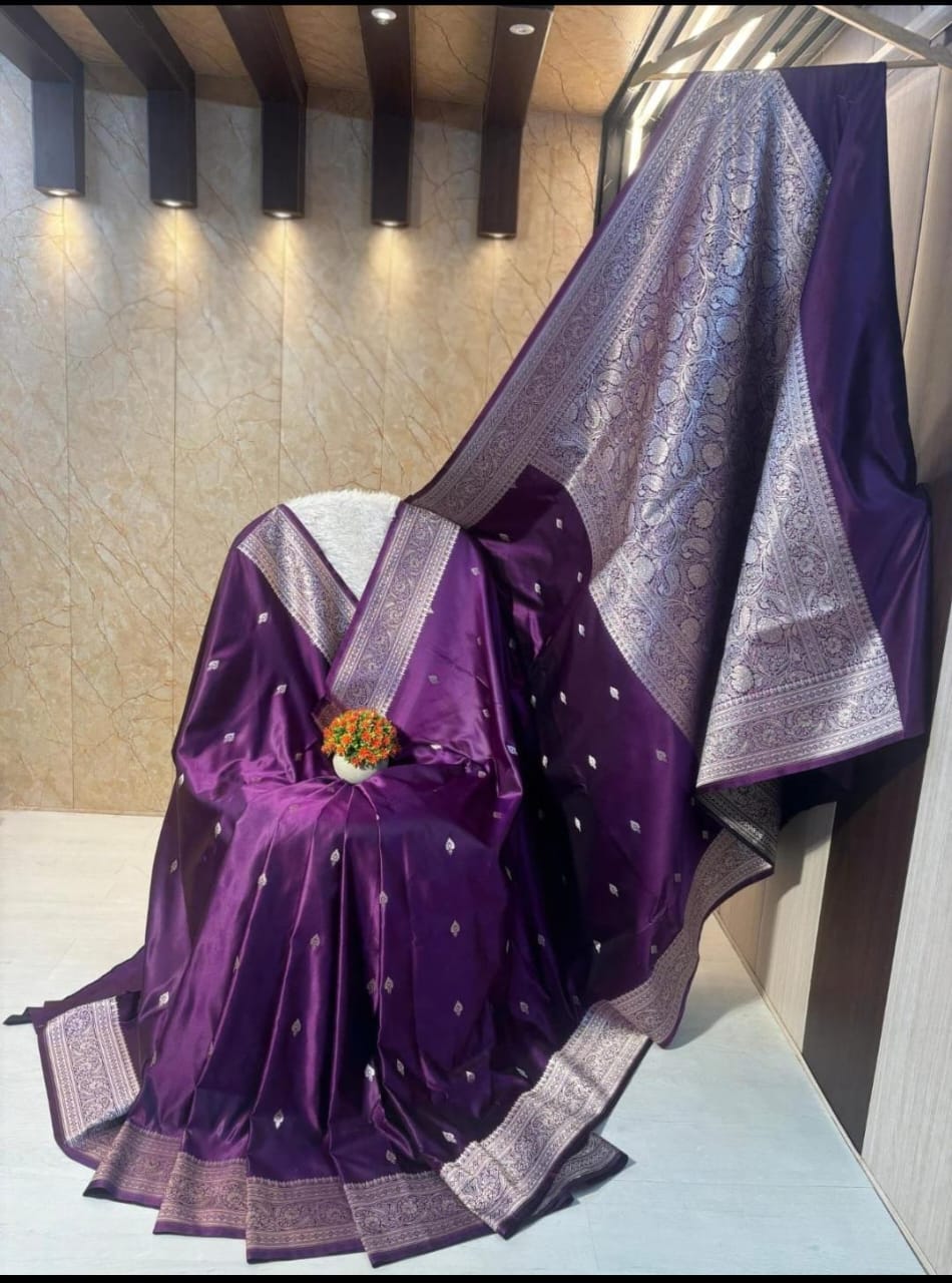 Royal Purple Soft Silk Saree Rich Zari Work Saree Banaras