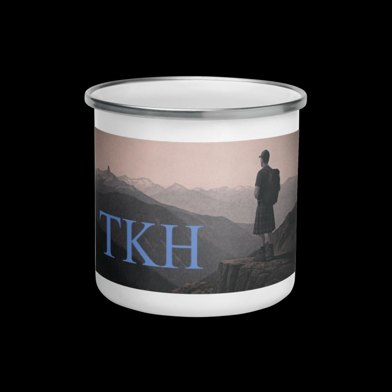 Enamel Camping Mug with Mountain Explorer Design