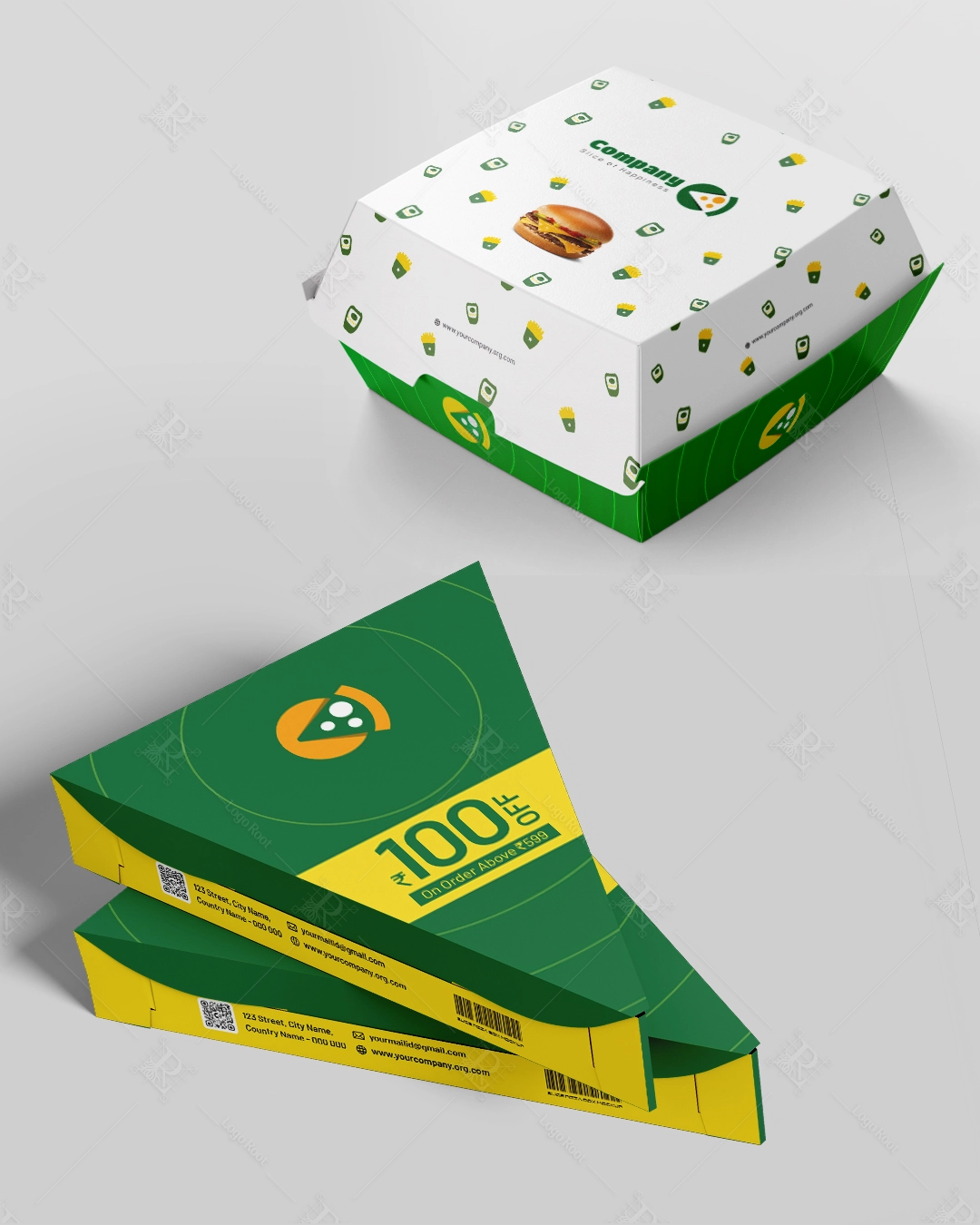 Pizza Slice Icon – Food Delivery & QSR Logo + Stationery Kit