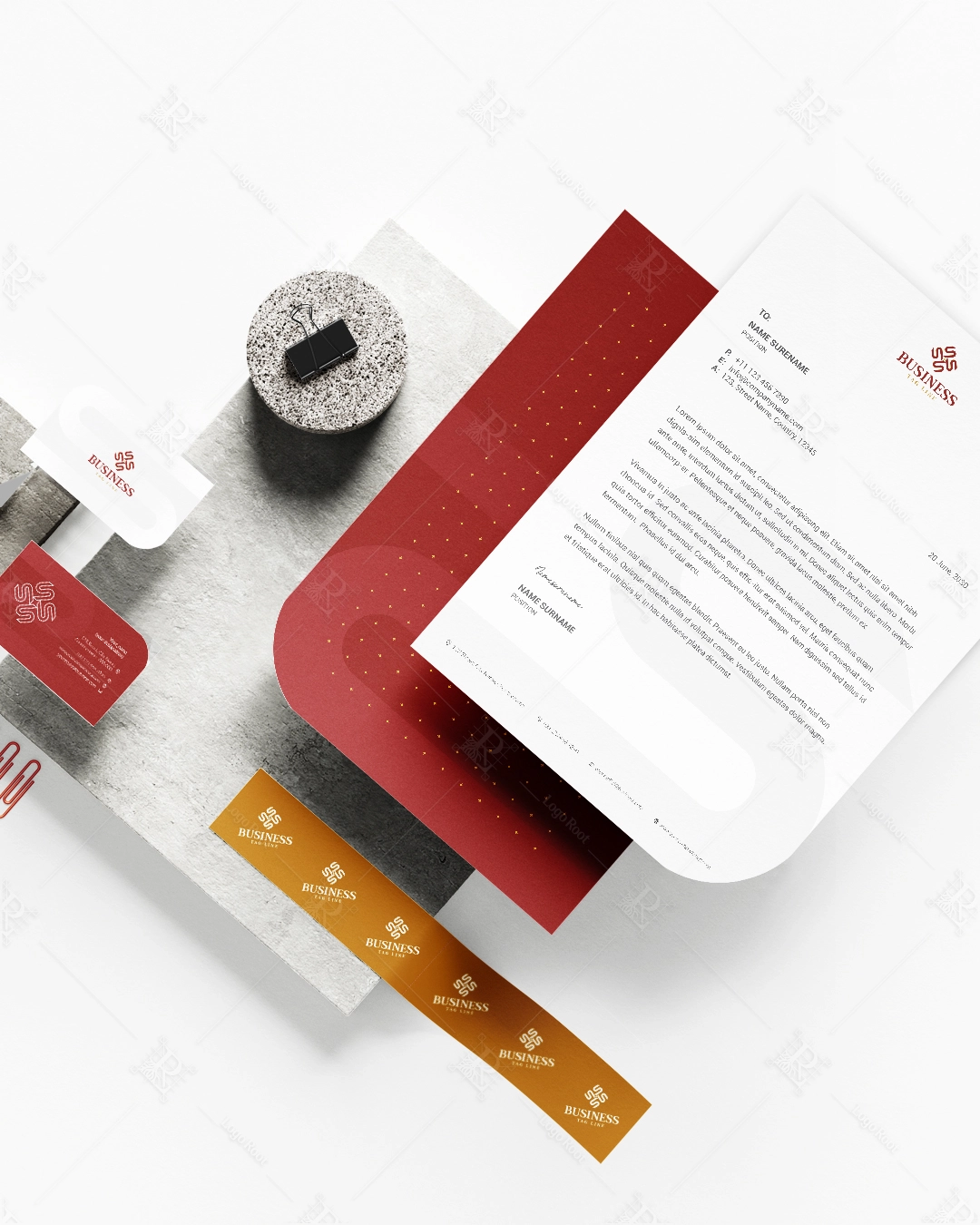 "S" Golden Weave Symbol – Premium Jewelry & Luxury Brand Logo + Stationery Set