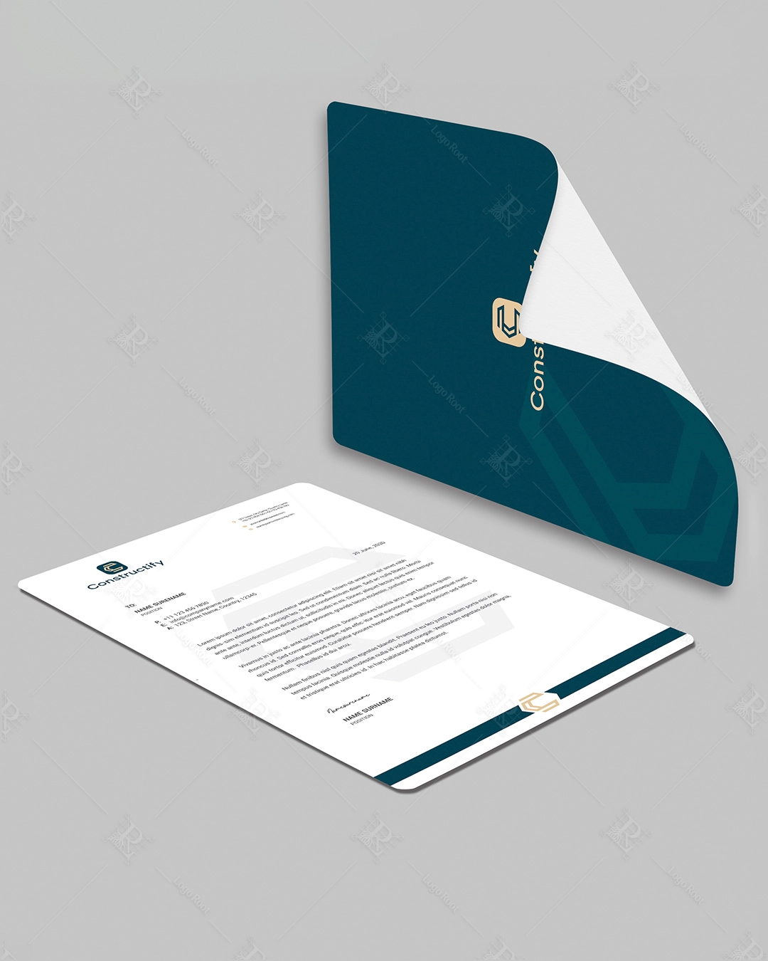 “C” Shield Mark – Construction Company Logo + Stationery Set