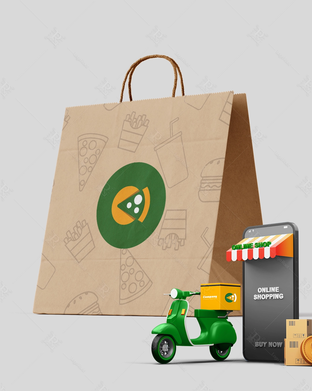 Pizza Slice Icon – Food Delivery & QSR Logo + Stationery Kit