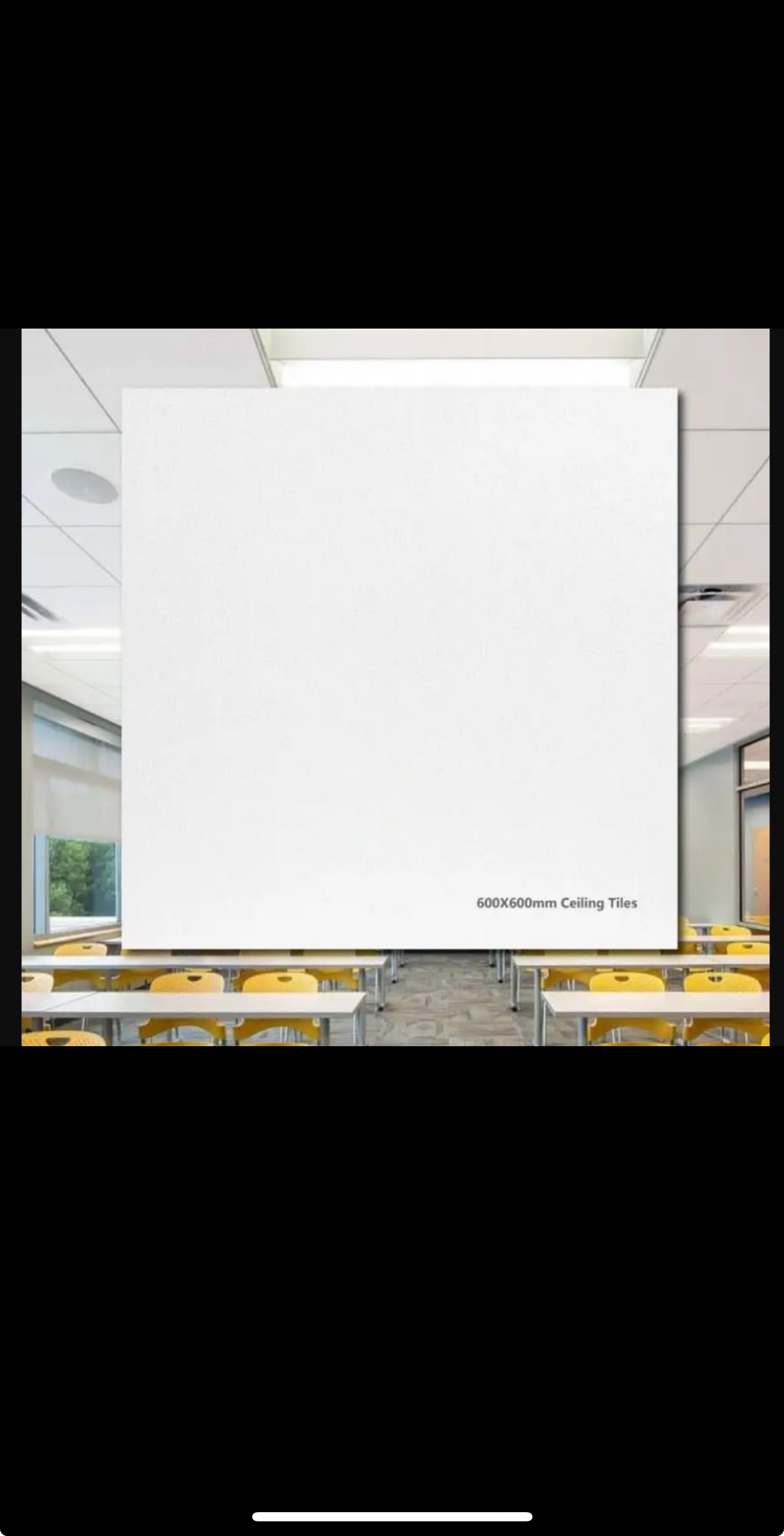 White 595mm x 595mm x 7mm Ceiling tiles Gypsum Board Easy Clean Wipe able 