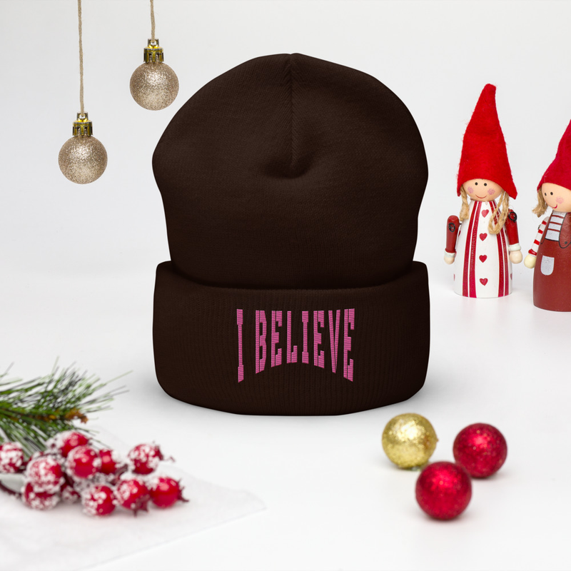 Brown 'Believe' Beanie