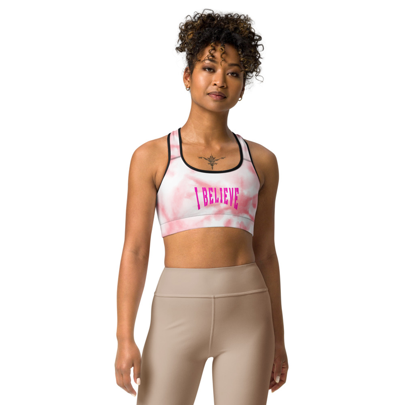 Pink Tie-Dye Sports Bra